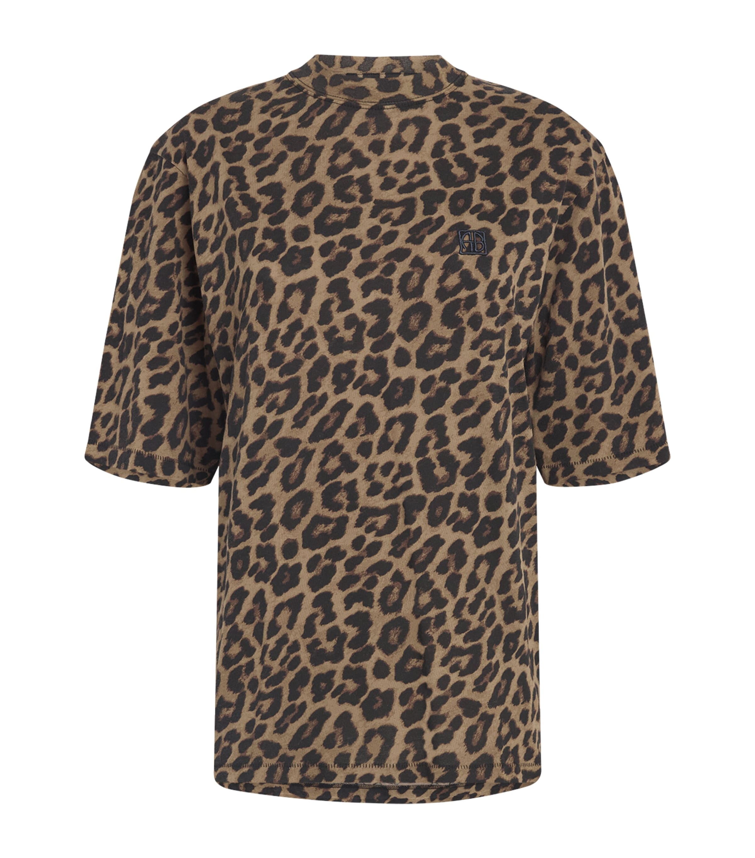 ANINE BING Womens Leopard Print Avi T-Shirt Leopard