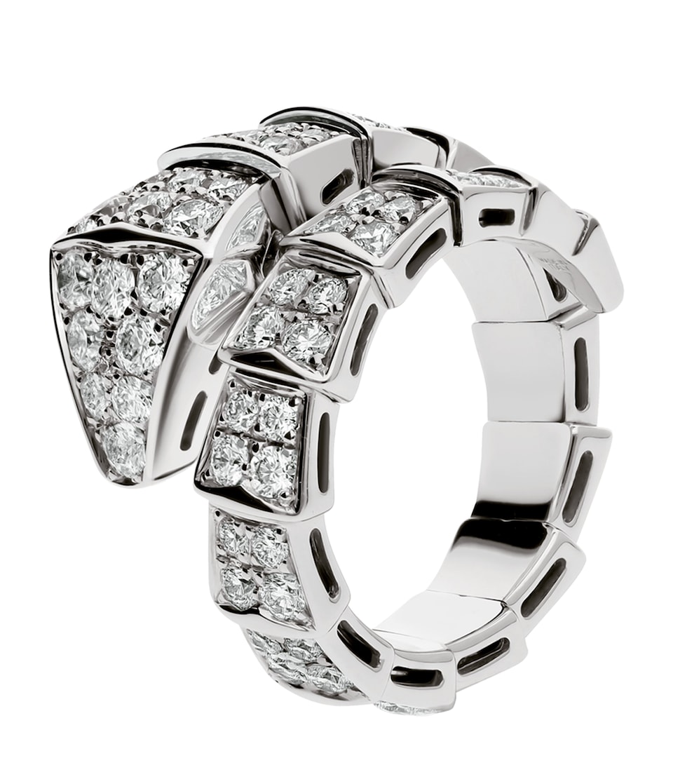 Bvlgari White Gold and Diamond Serpenti Viper Ring White Gold