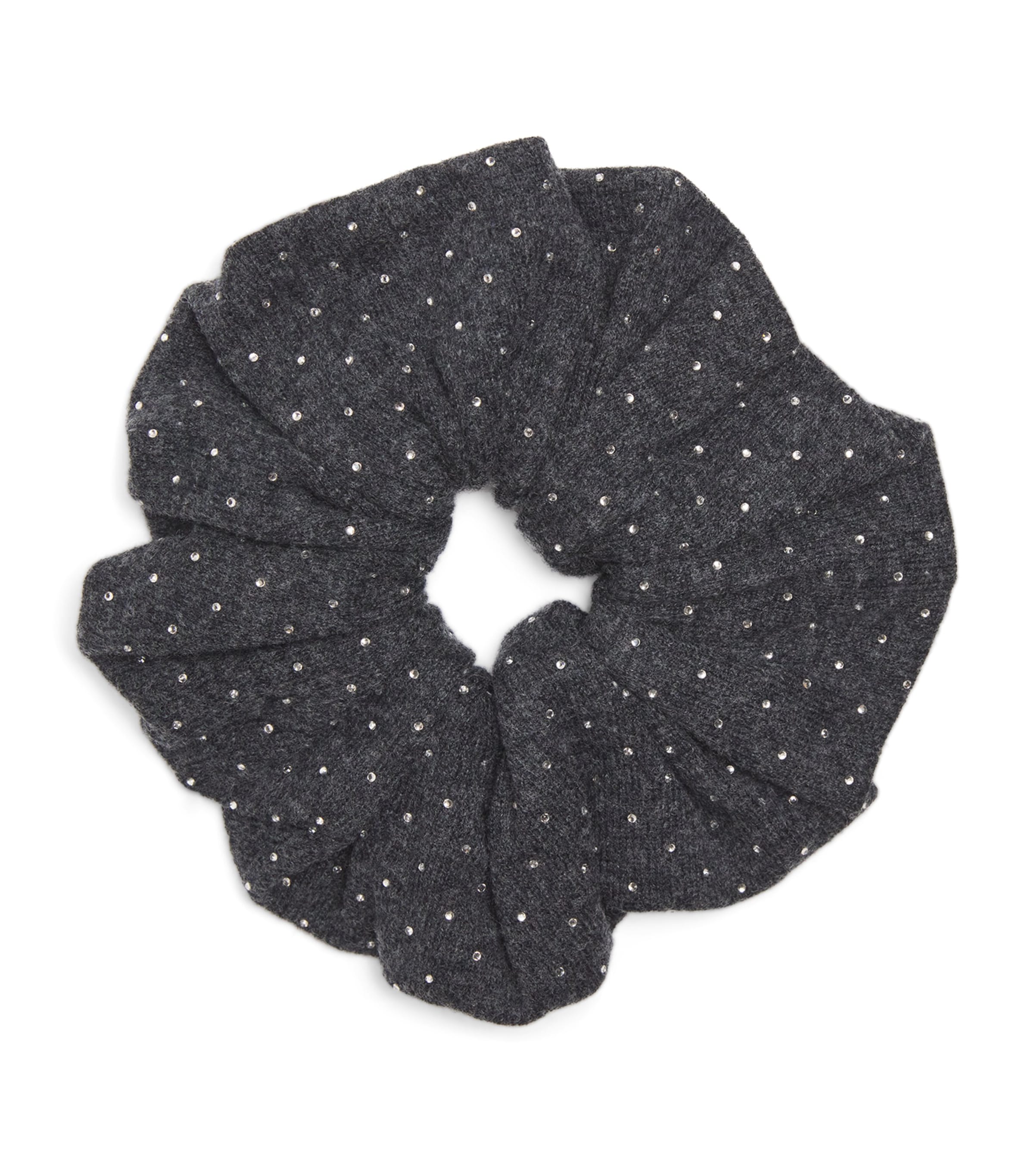 Wool-Blend Rhinestone Knit Scrunchie