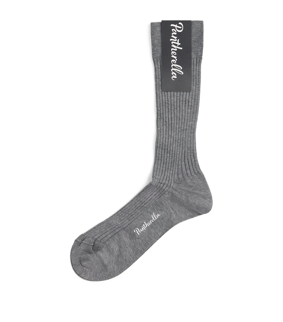 Pantherella Mens Ribbed Danvers Socks Mid Grey Mix