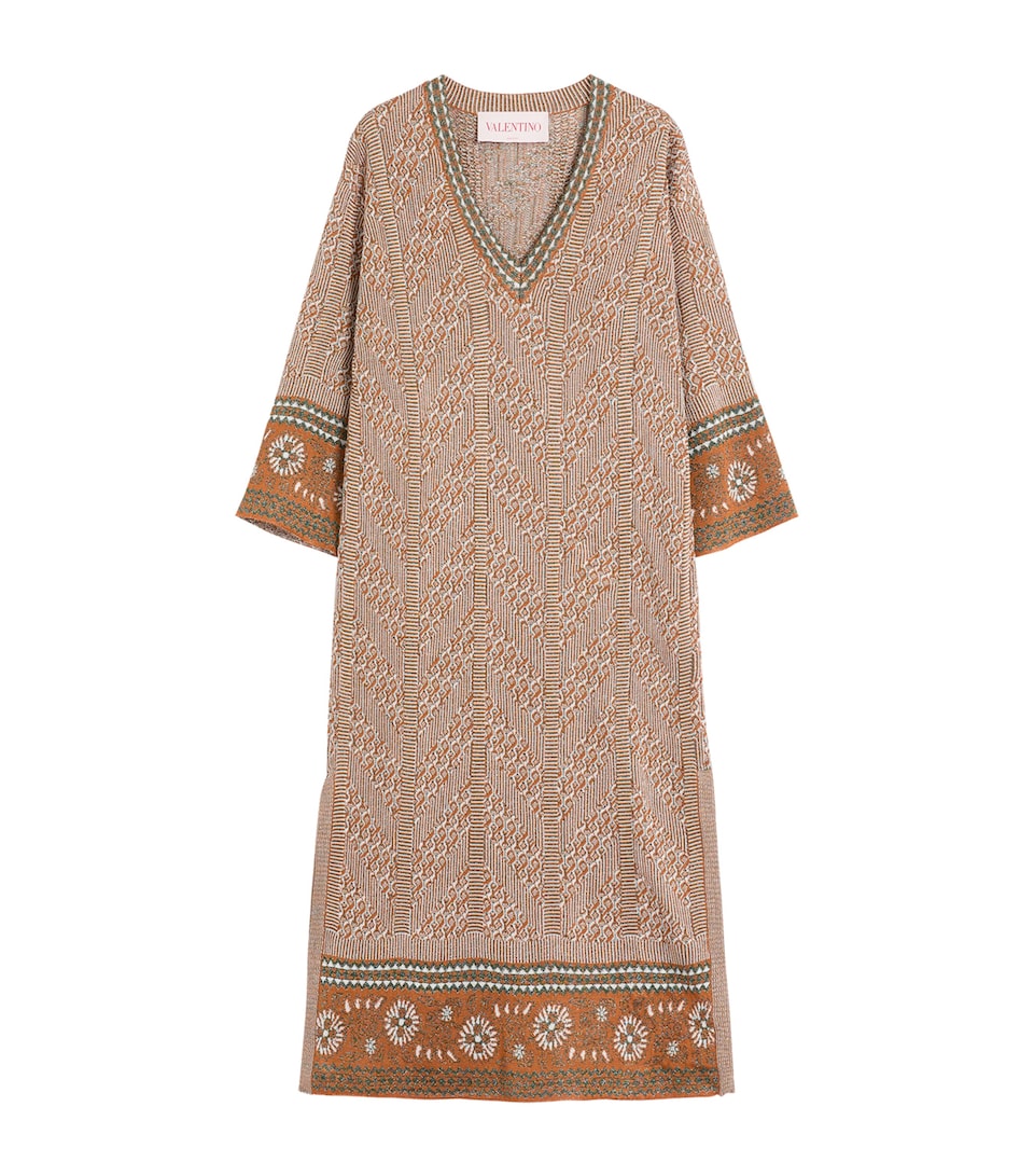 Metallic-Trim Kaftan Dress