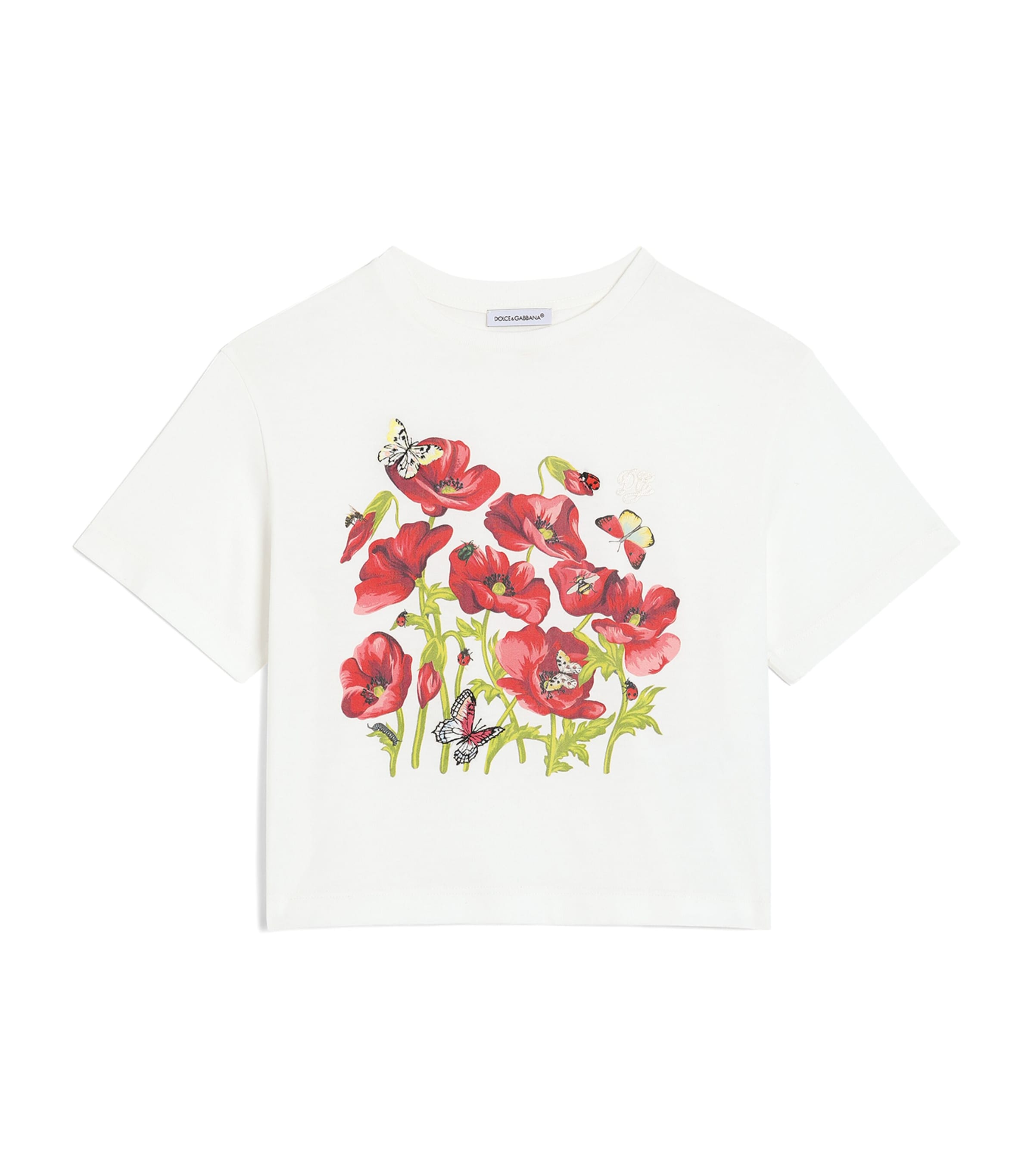 Dolce&Gabbana Kids Cotton Poppy Print T-Shirt (8-12+ Years) White