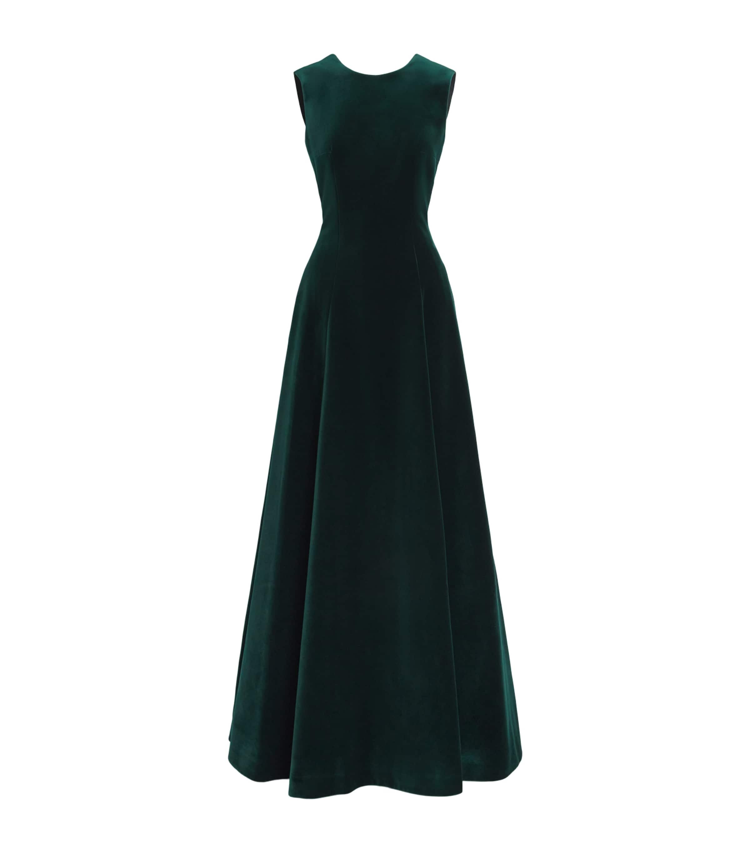 Emilia Wickstead Womens Velvet Nodin Gown Green