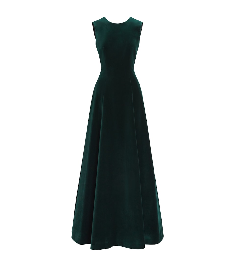 Emilia Wickstead Womens Velvet Nodin Gown Green