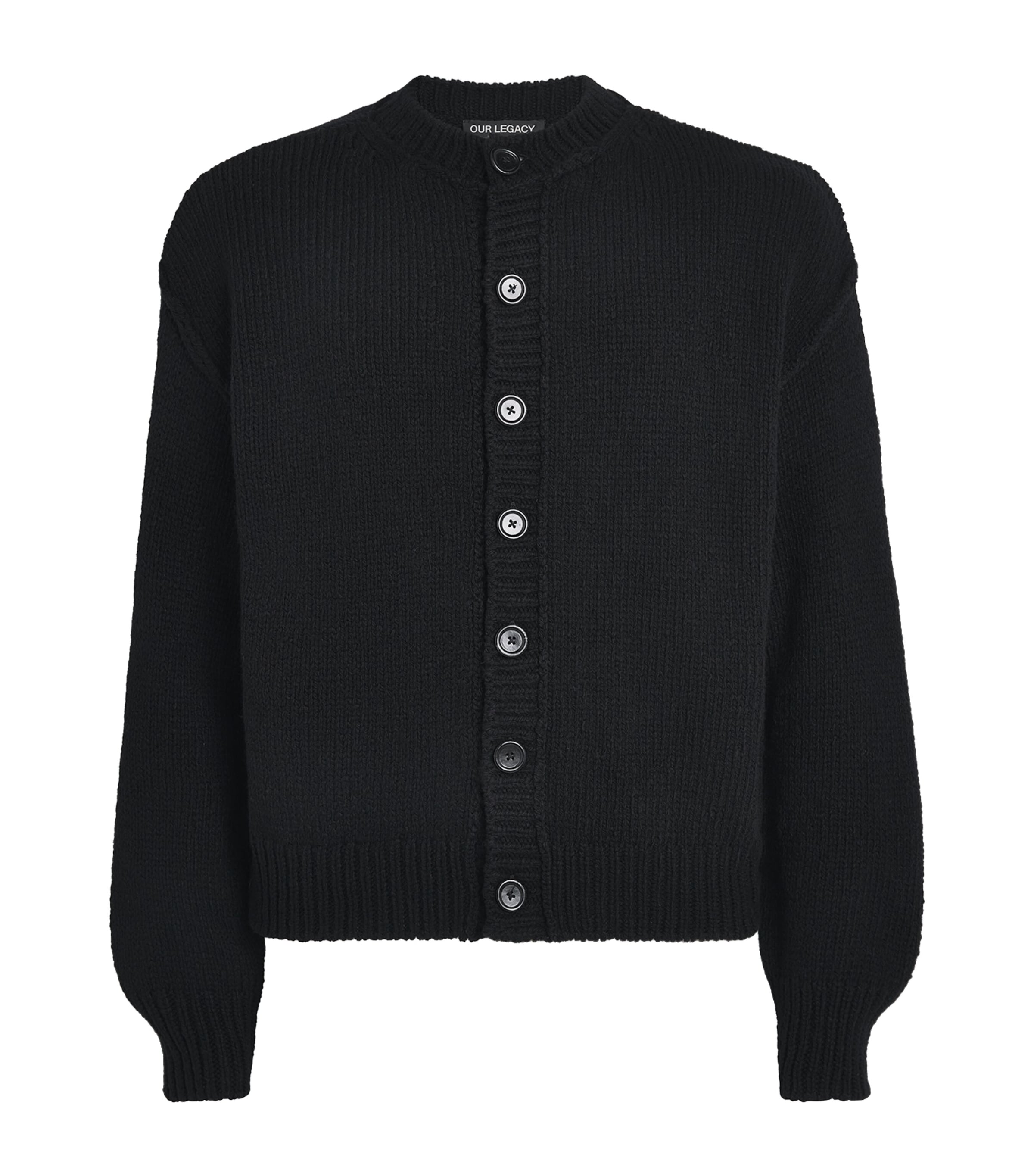 Our Legacy Mens Wool Pitch Cardigan Slub Twisted Blk Wl