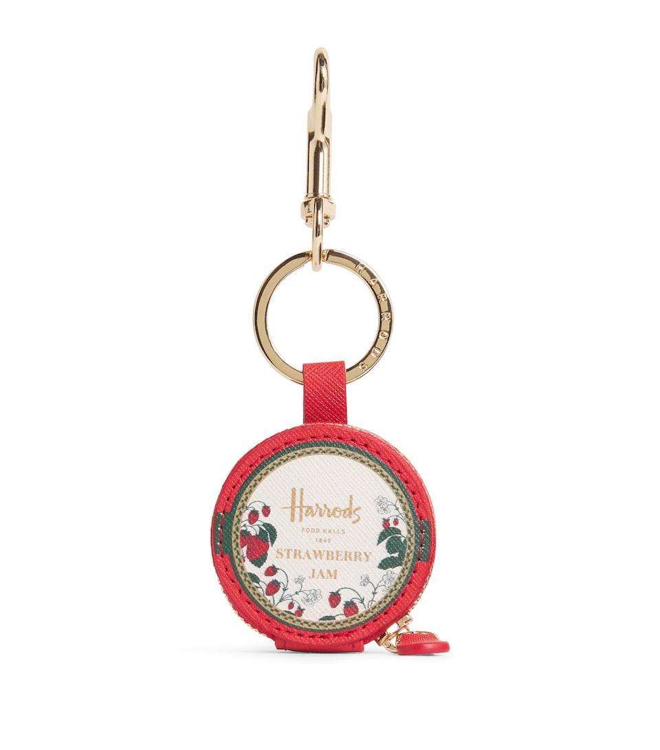 Leather Strawberry Jam Pot Keyring
