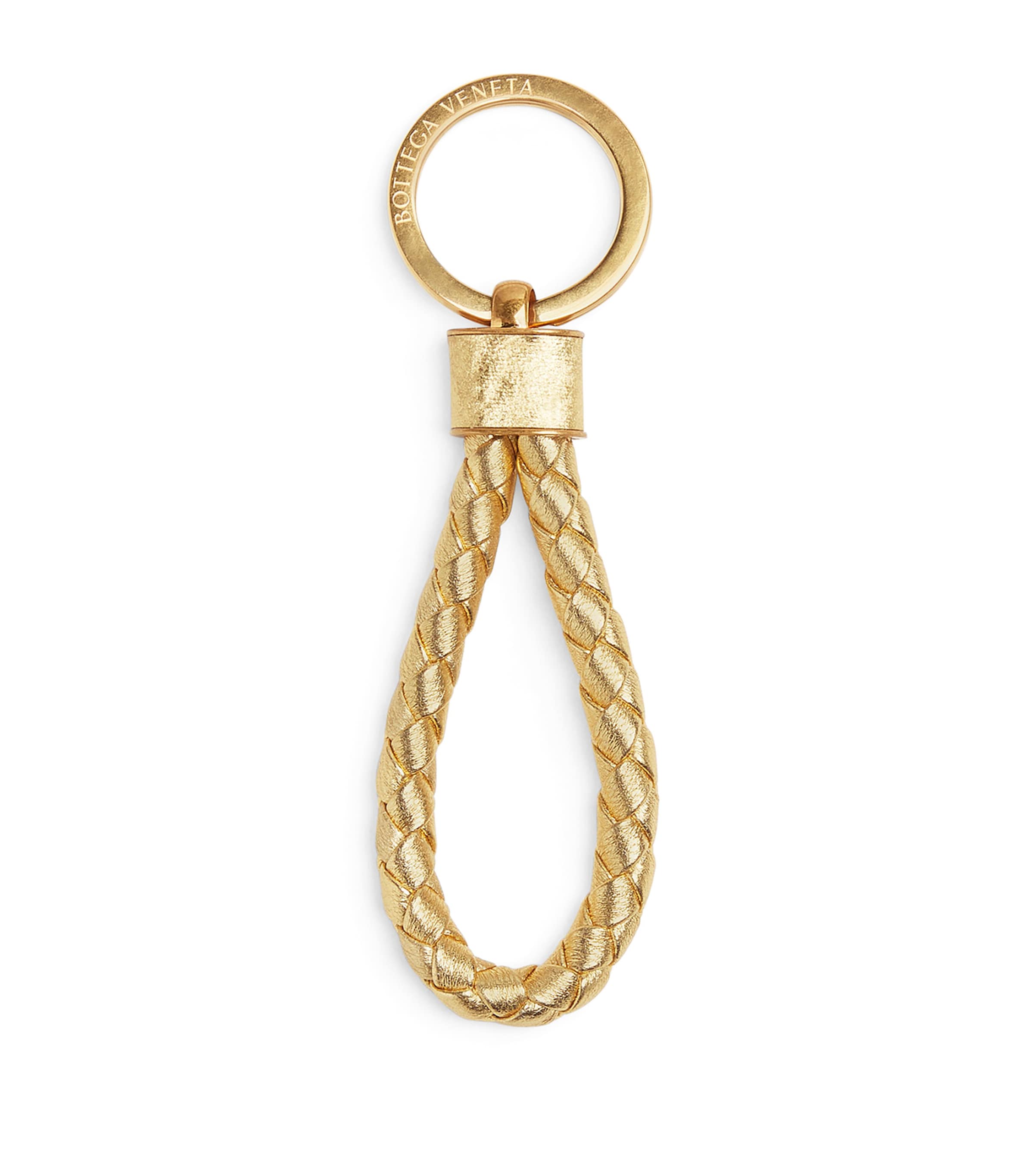 Metallic Leather Intreccio Keyring