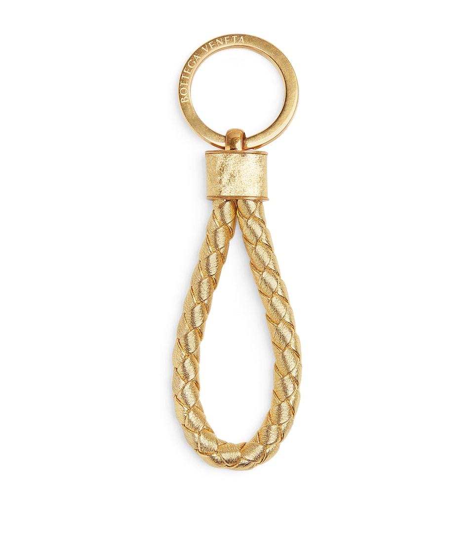 Metallic Leather Intreccio Keyring