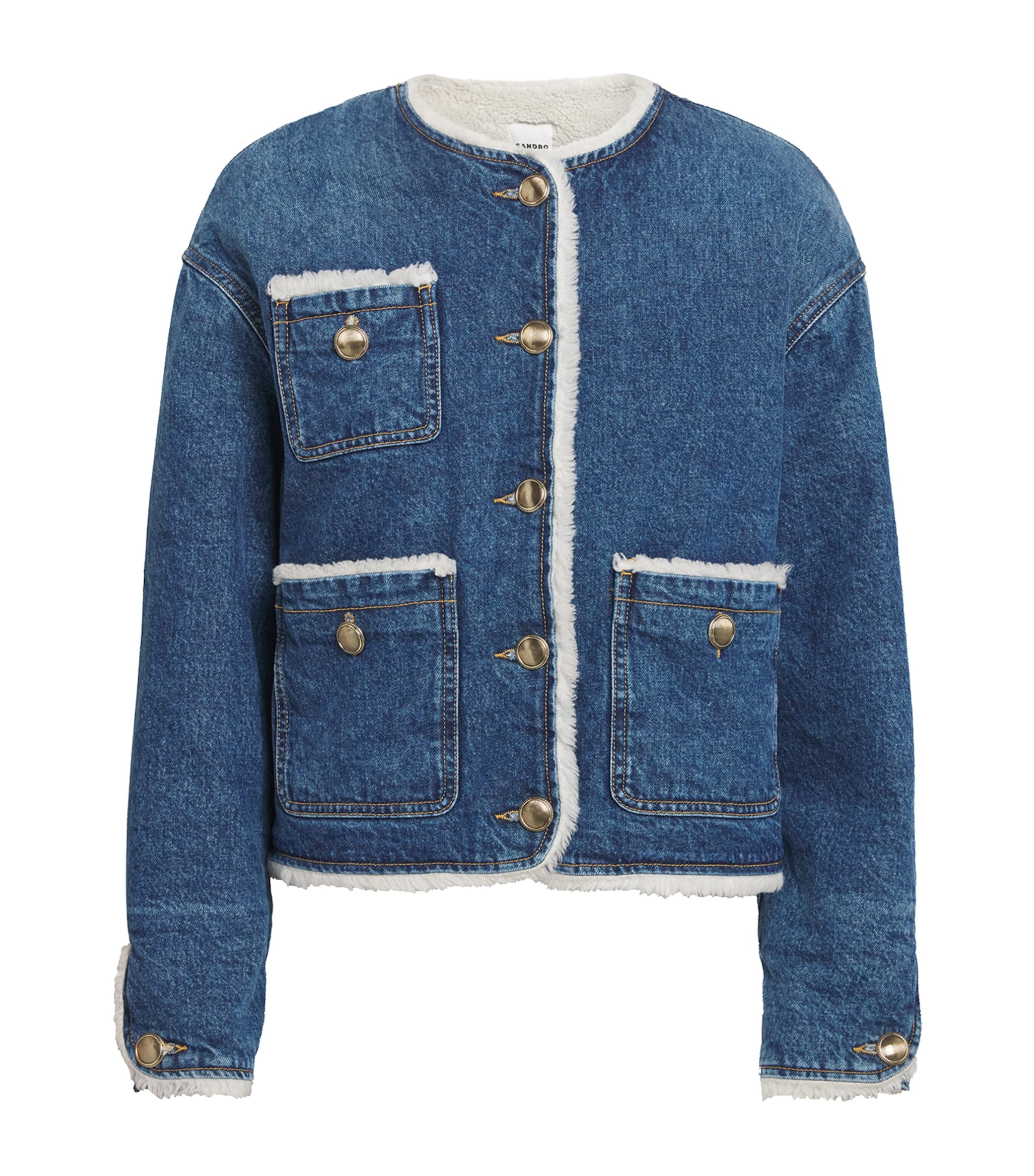 Faux Shearling-Lined Denim Jacket