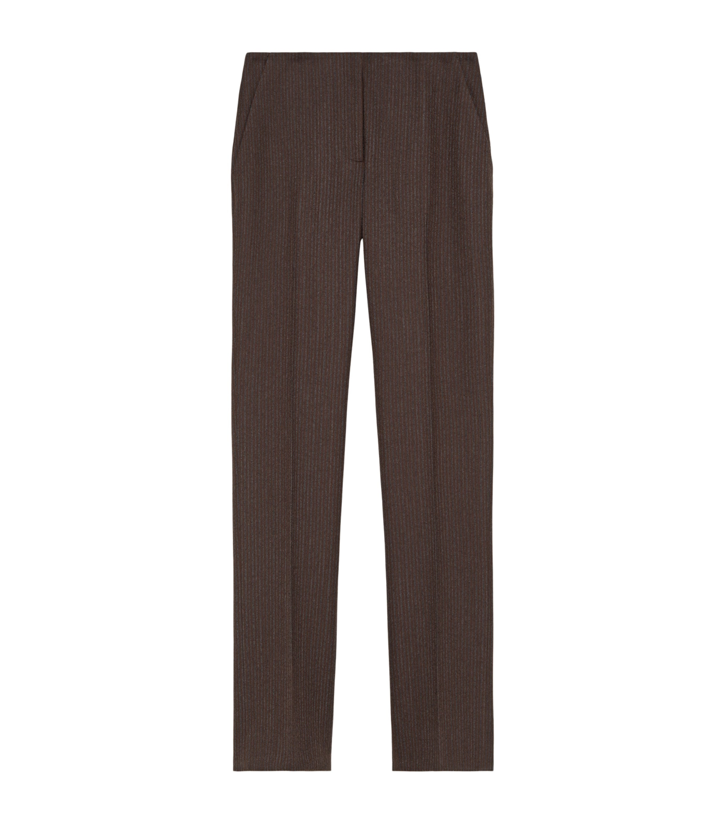 McQueen Womens Wool Pinstripe Slim Trousers