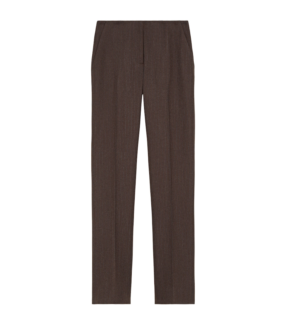 McQueen Womens Wool Pinstripe Slim Trousers