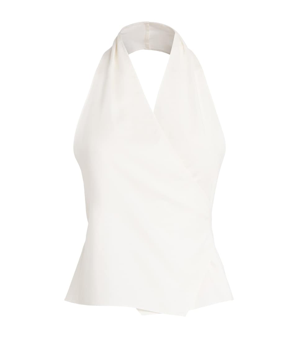 St. Agni Womens Organic Cotton Oxford Wrap Top White