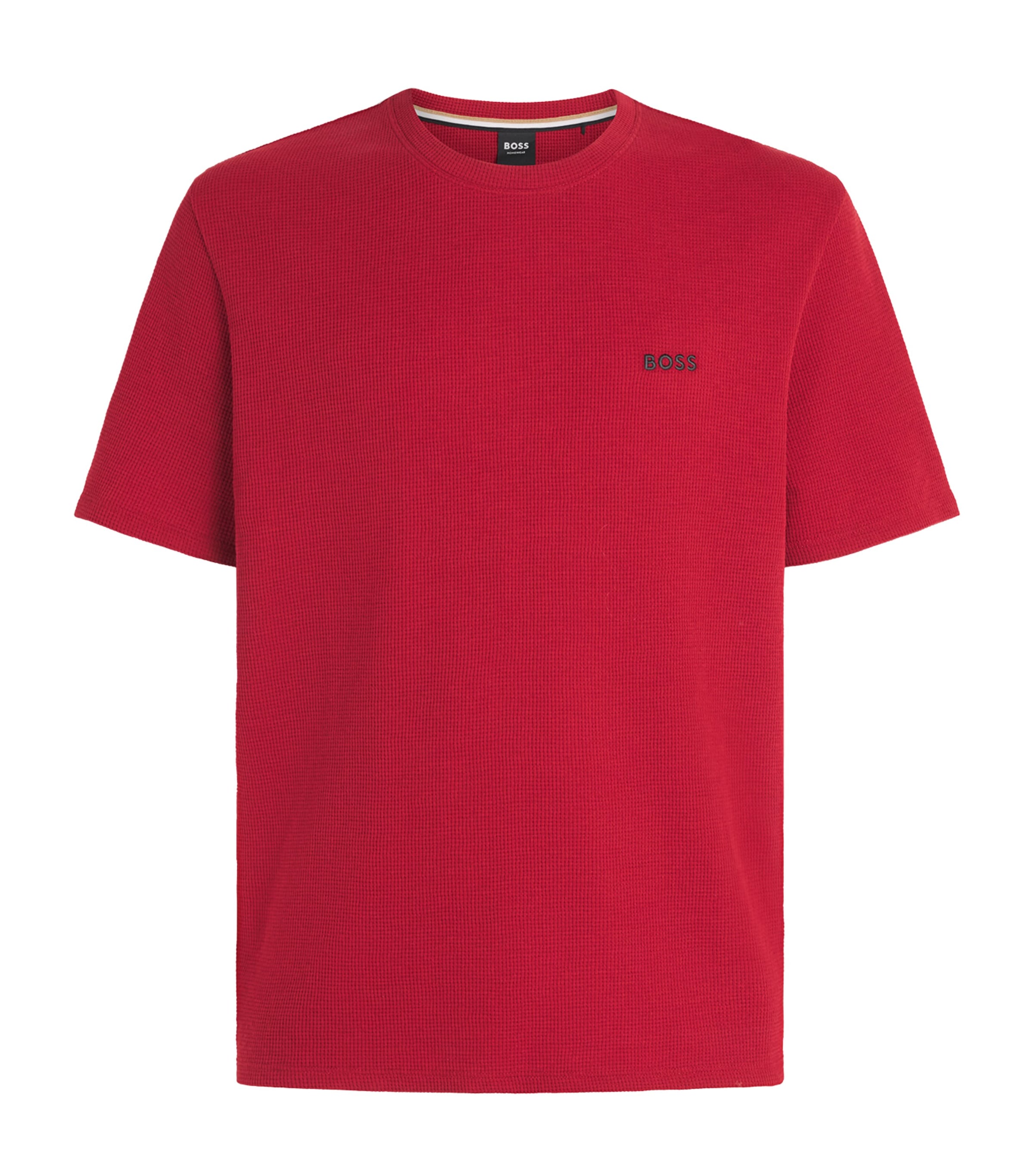 BOSS Mens Waffle-Knit Logo T-Shirt Medium Red