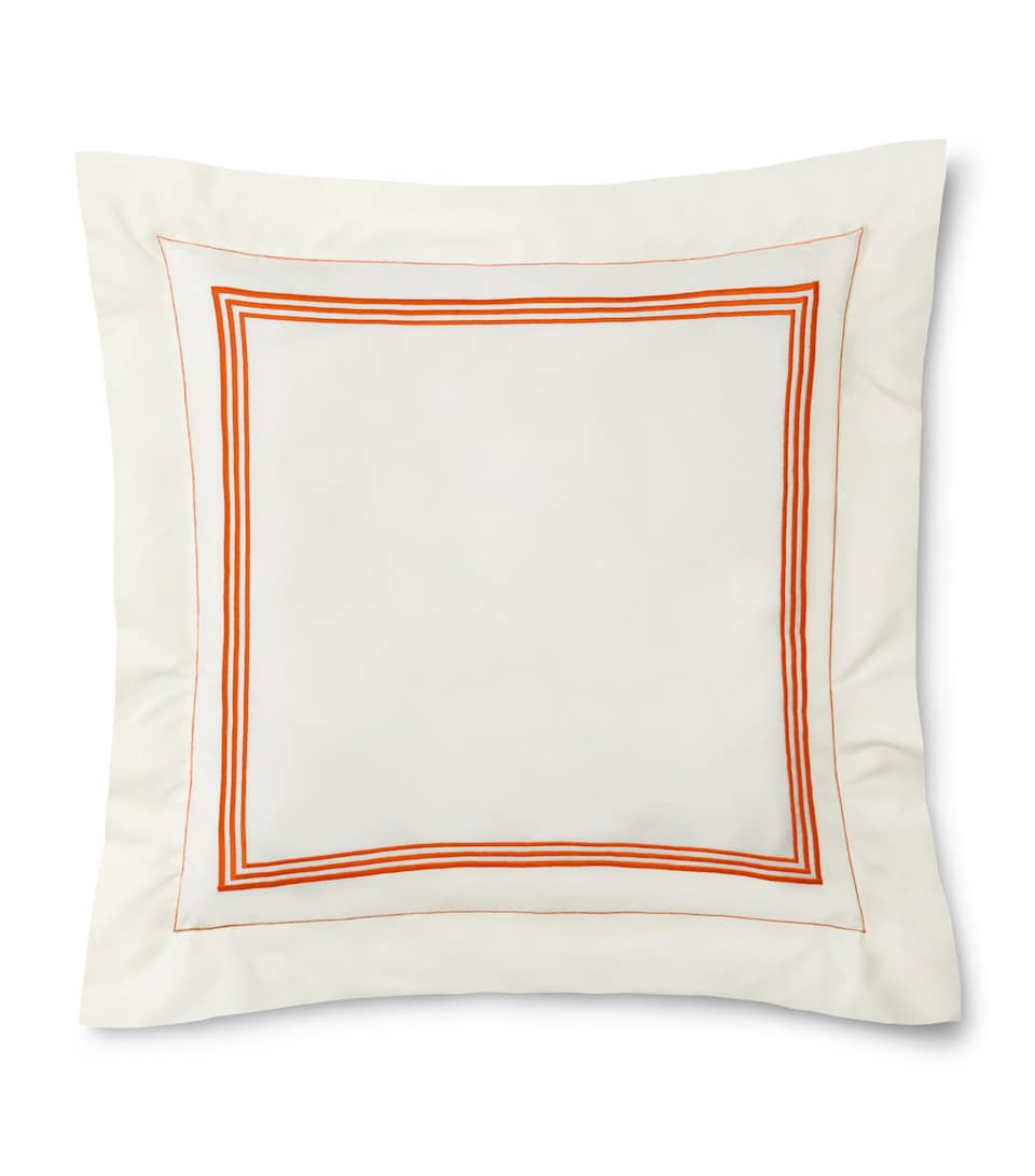 Pratesi Tre Righe Square Pillowcase (65cm x 65cm) Ivory/orange