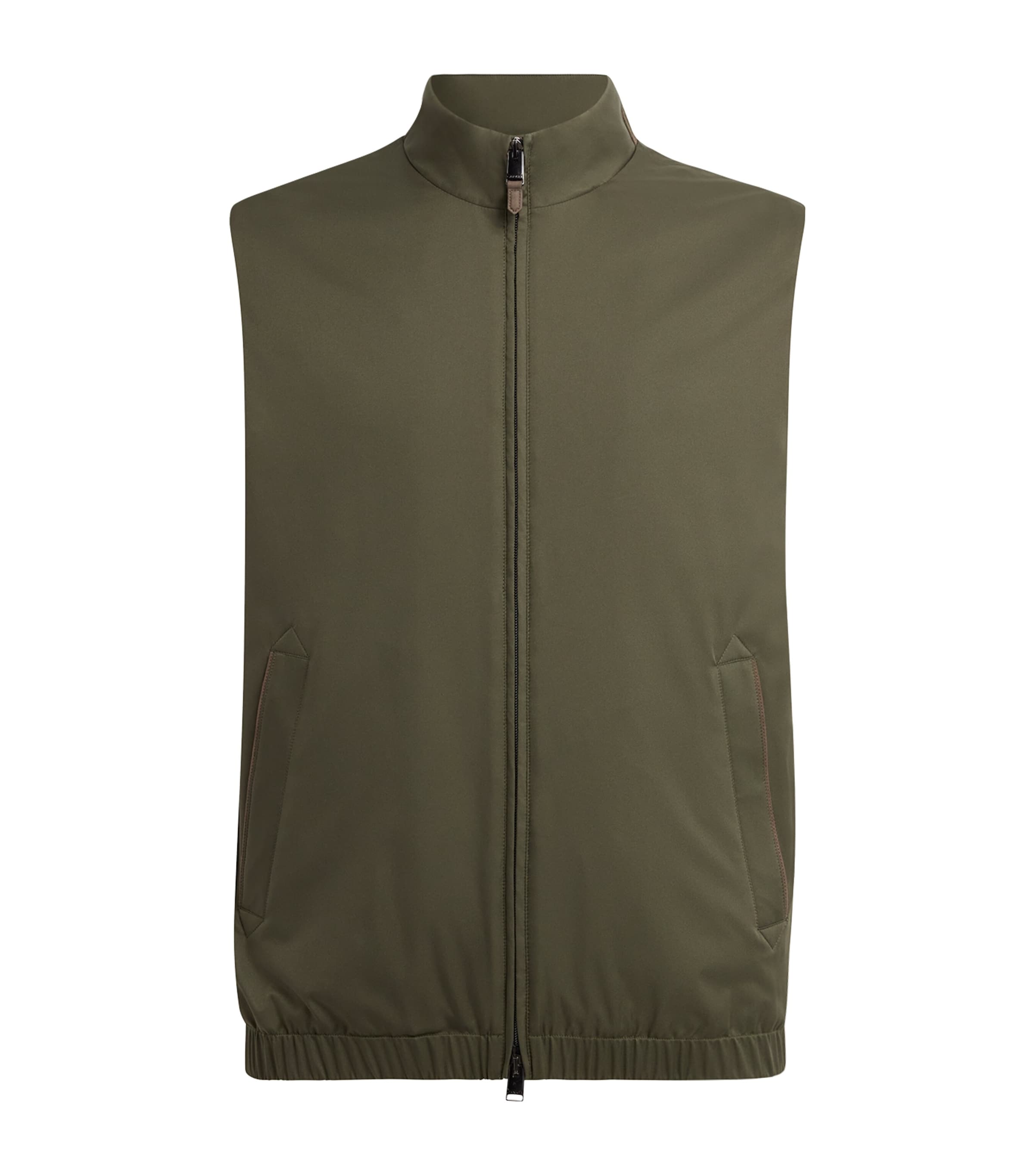 Canali Mens High-Neck Gilet Green