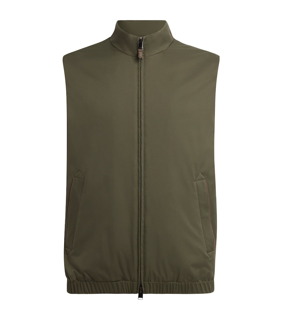 Canali Mens High-Neck Gilet Green