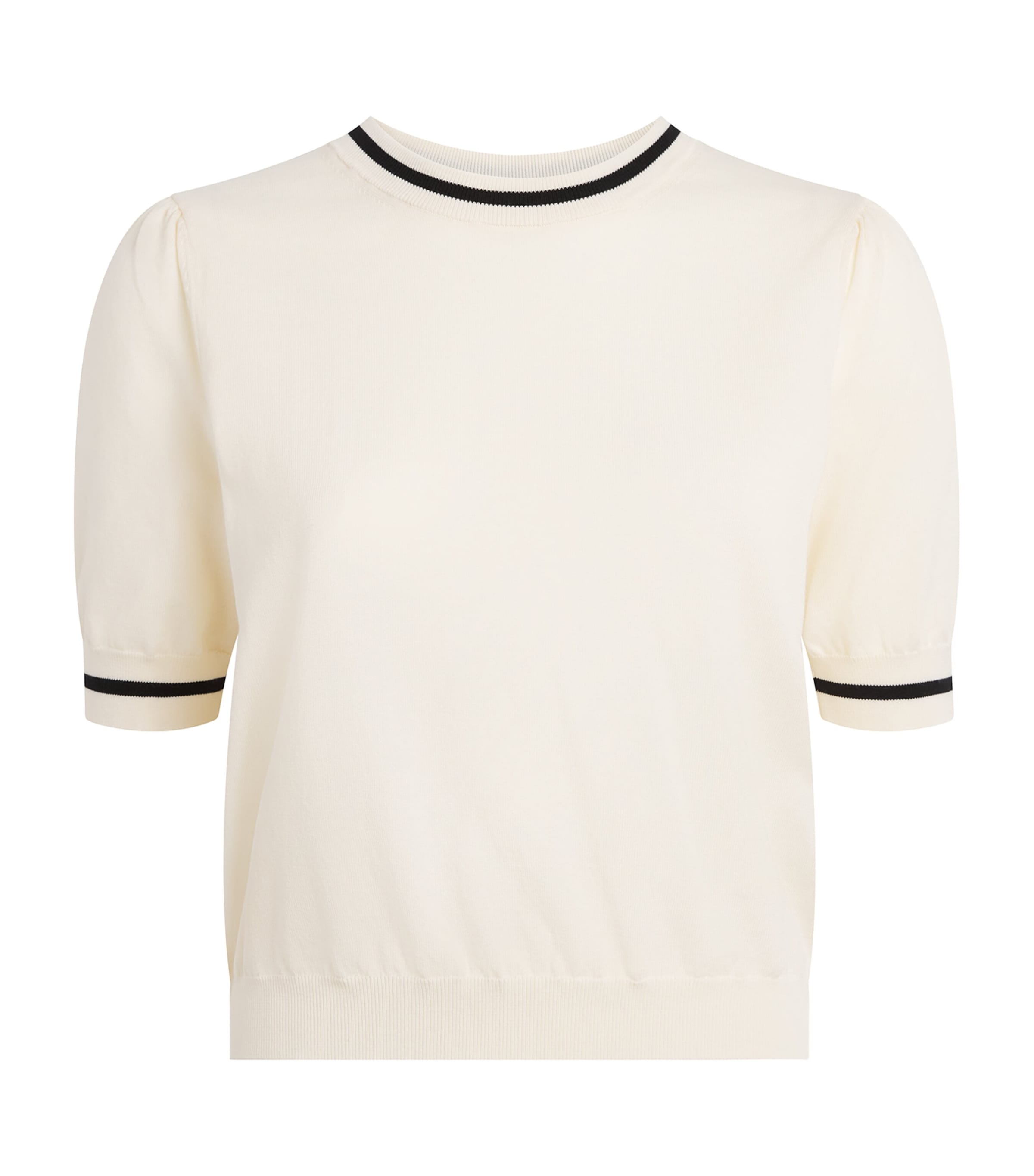 FRAME Womens Cotton-Blend Short-Sleeve Sweater Cream