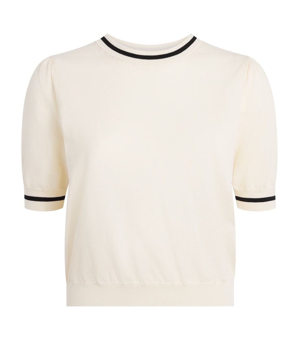 FRAME Womens Cotton-Blend Short-Sleeve Sweater Cream