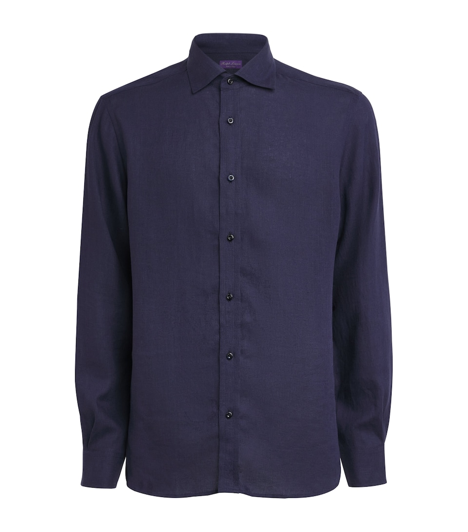 Ralph Lauren Purple Label Mens Linen Shirt Spring Navy