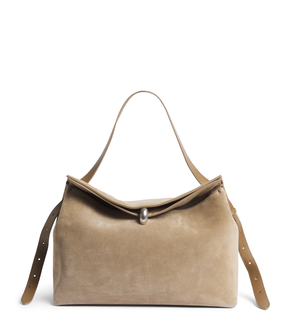 Jacquemus Leather Le Valerio Messenger Bag Taupe