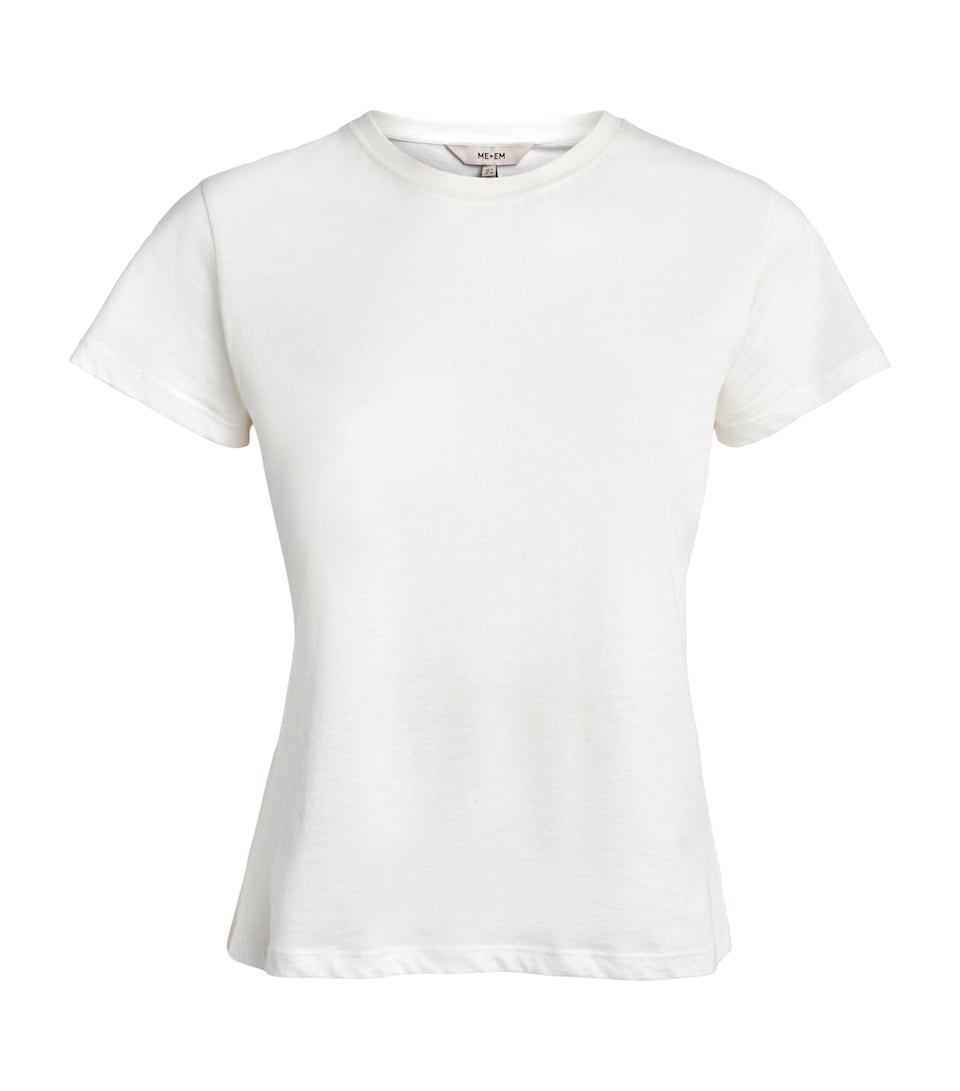 ME+EM Womens Organic Cotton Shrunken Layering T-Shirt Light Cream