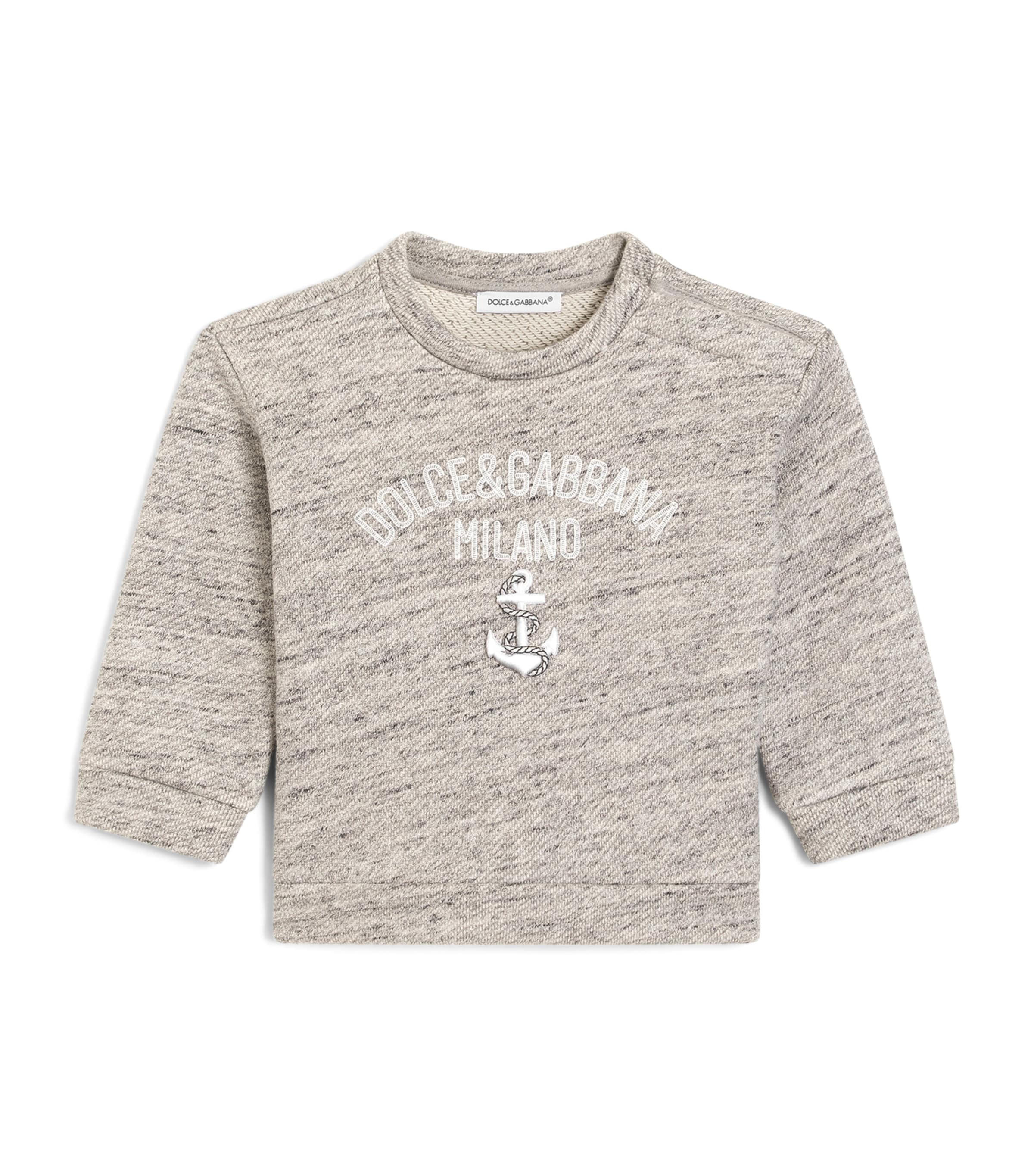 Dolce&Gabbana Kids Cotton Logo Sweatshirt (3-30 Months) Melange Grey