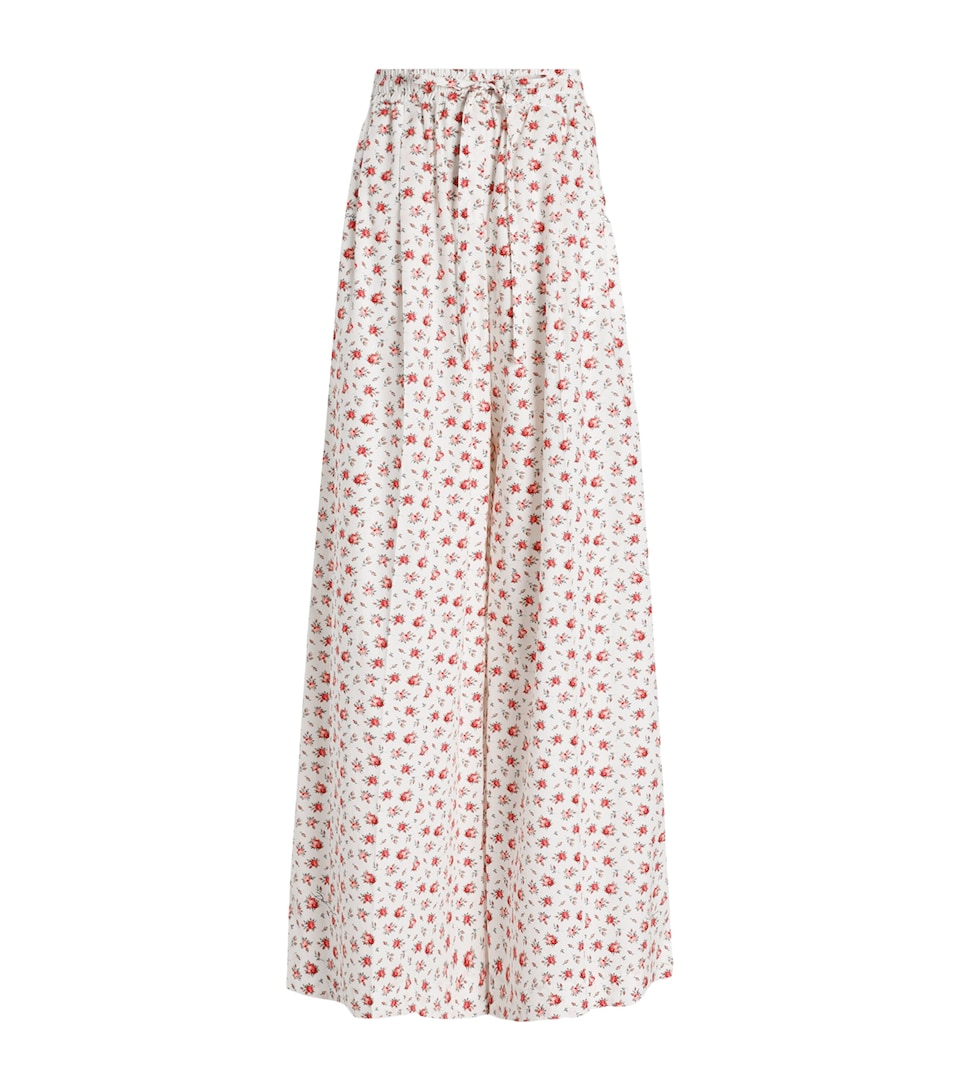 Cotton-Blend Floral Trousers