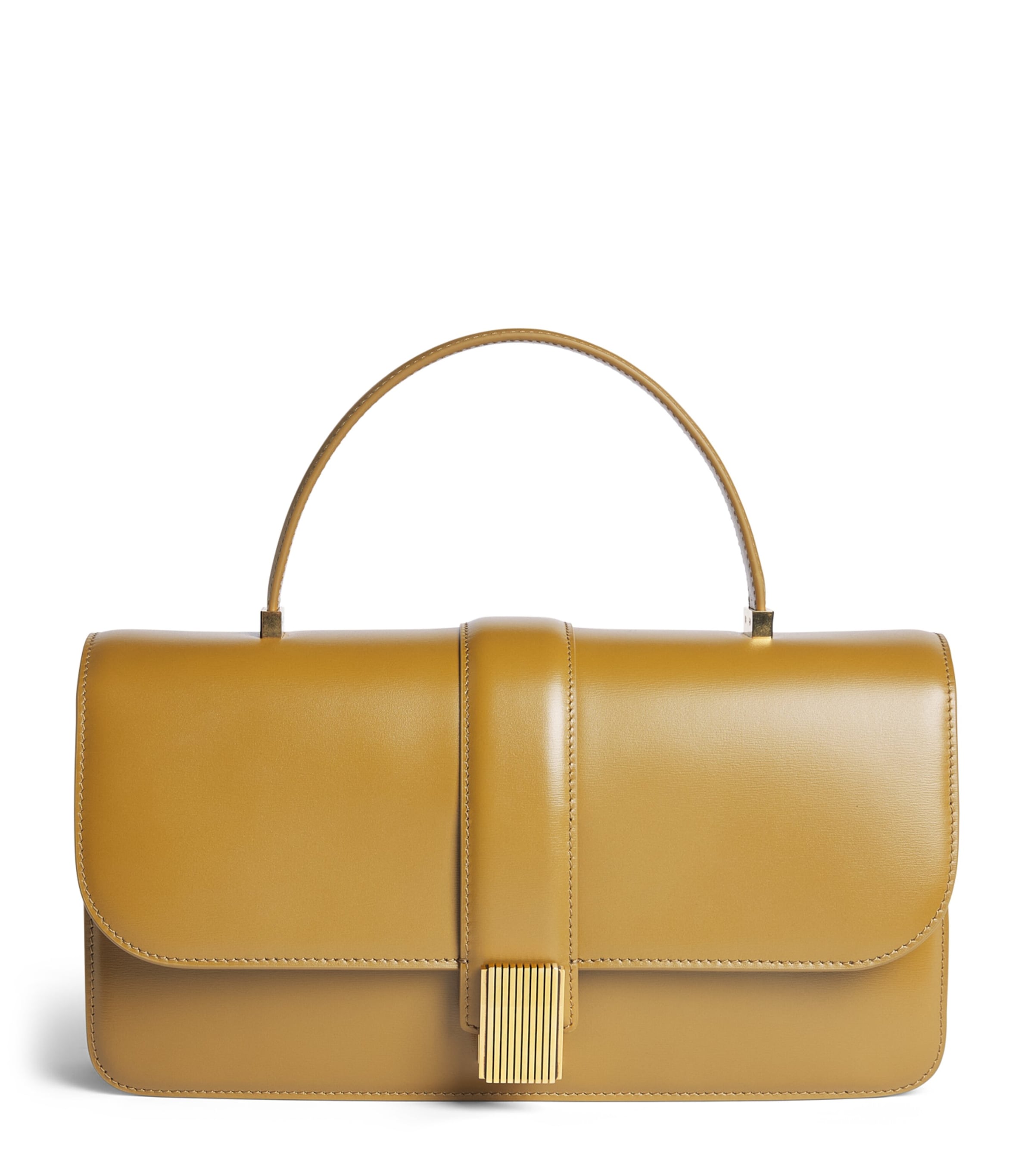 Khaite Leather Blake Top-Handle Bag Golden Olive