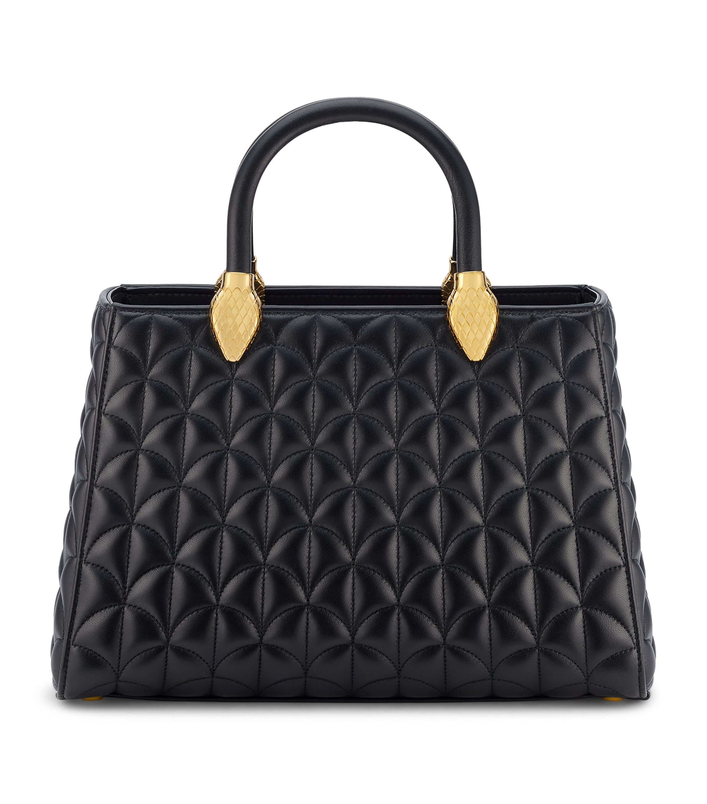Bvlgari Leather Serpentine Duo Top-Handle Bag Black