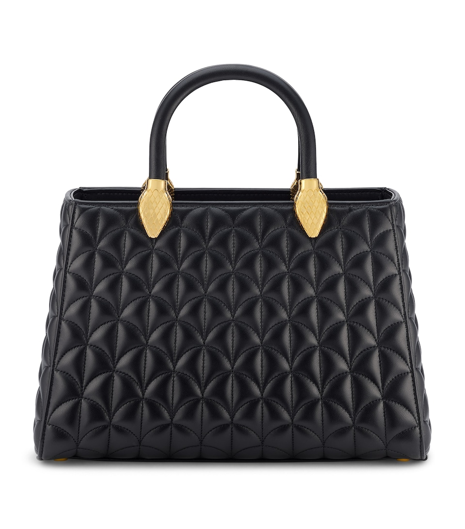 Bvlgari Leather Serpentine Duo Top-Handle Bag Black