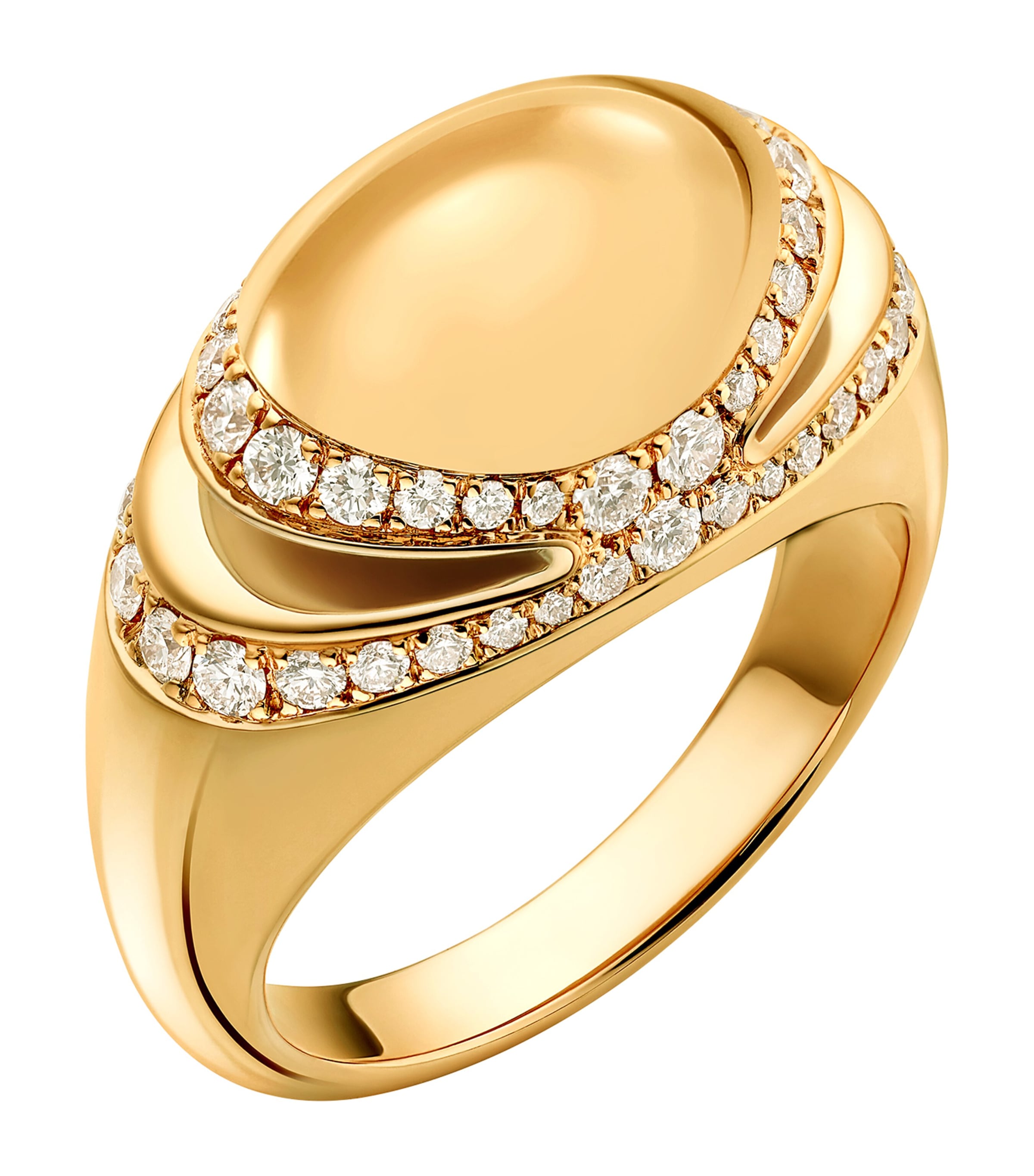 Yellow Gold and Diamond Cabochon Ring