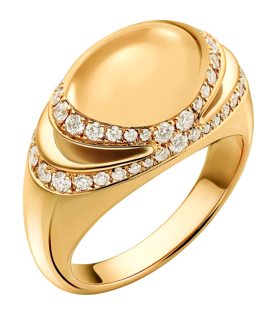 Yellow Gold and Diamond Cabochon Ring