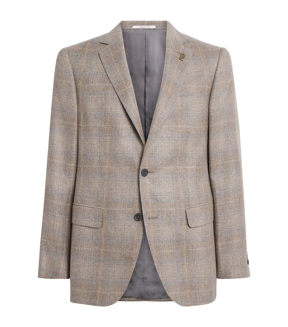 Pal Zileri Mens Cashmere Check Blazer Light Brown