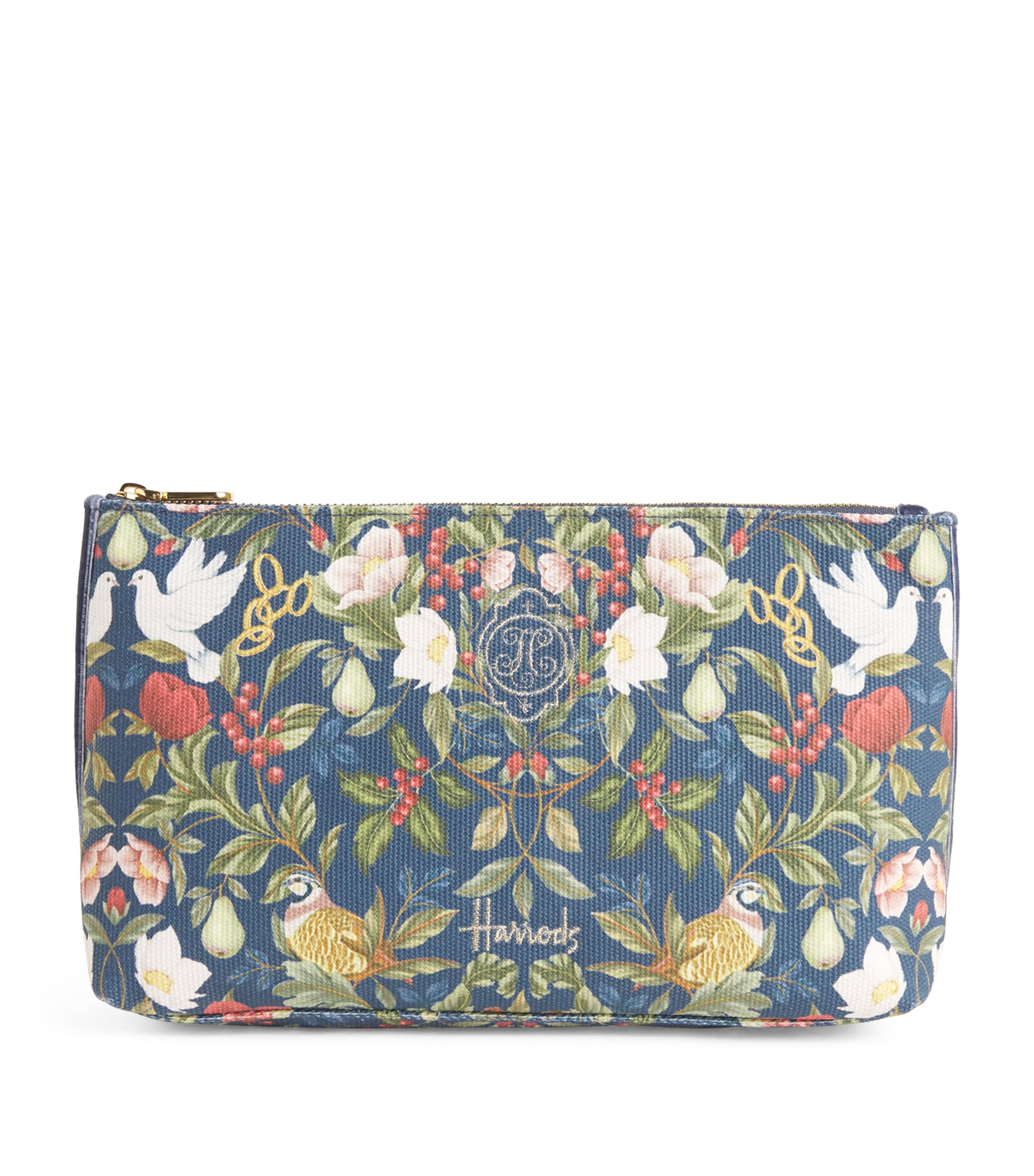 Harrods Medium Cotton Partridge Cosmetics Bag Navy