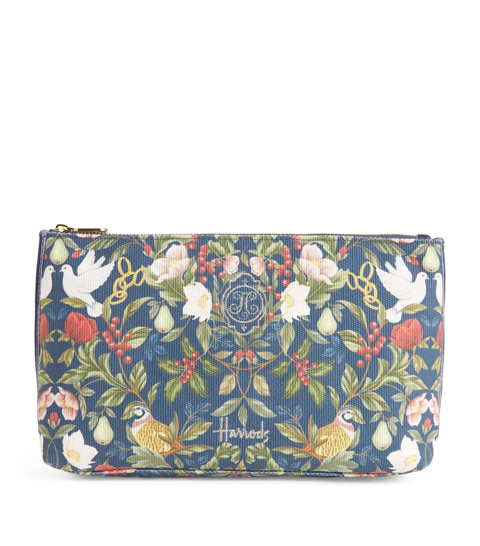 Harrods Medium Cotton Partridge Cosmetics Bag Navy