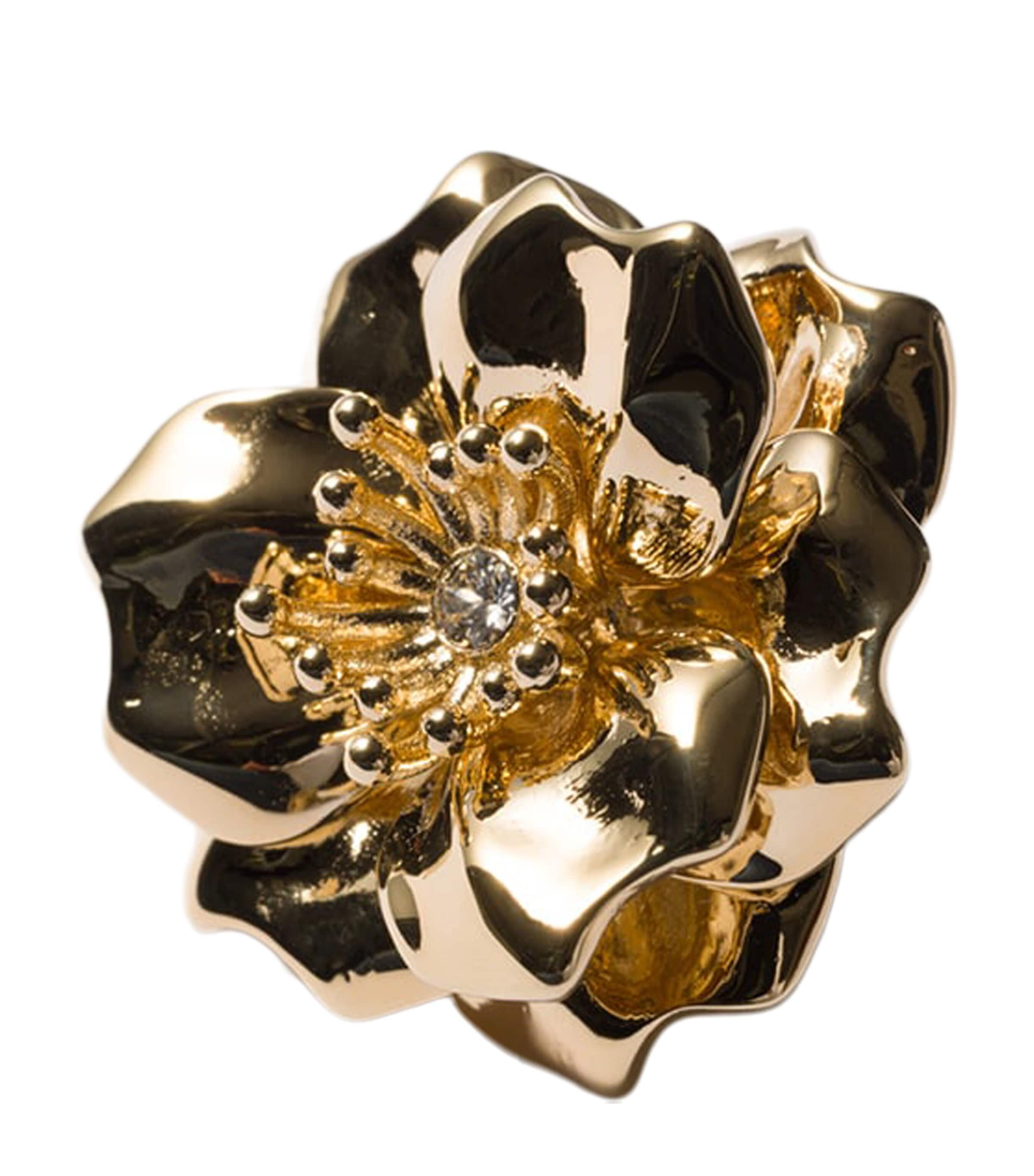 Floral Crystal-Embellished Brooch