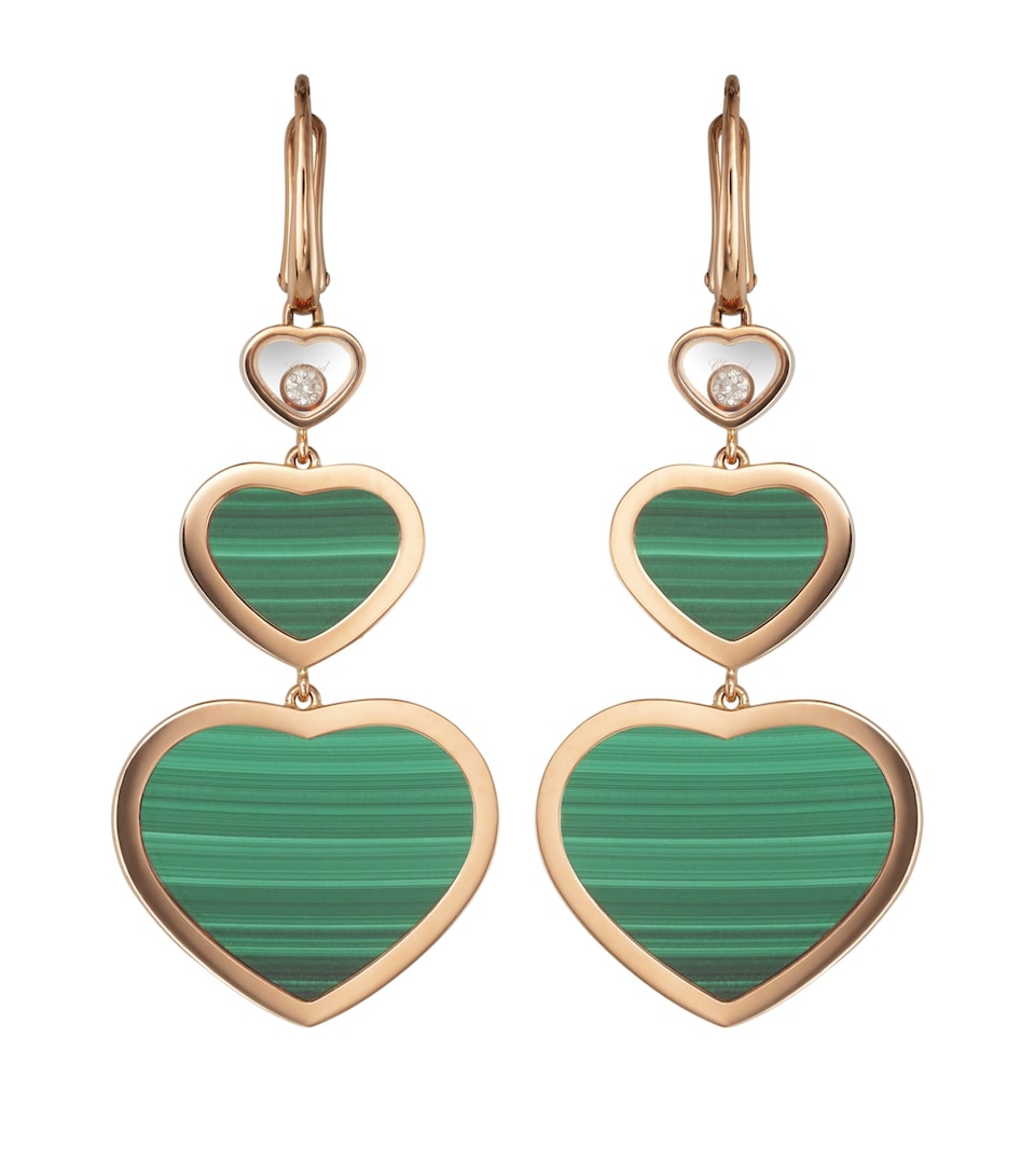 Rose Gold and Diamond Happy Hearts Drop Earrings