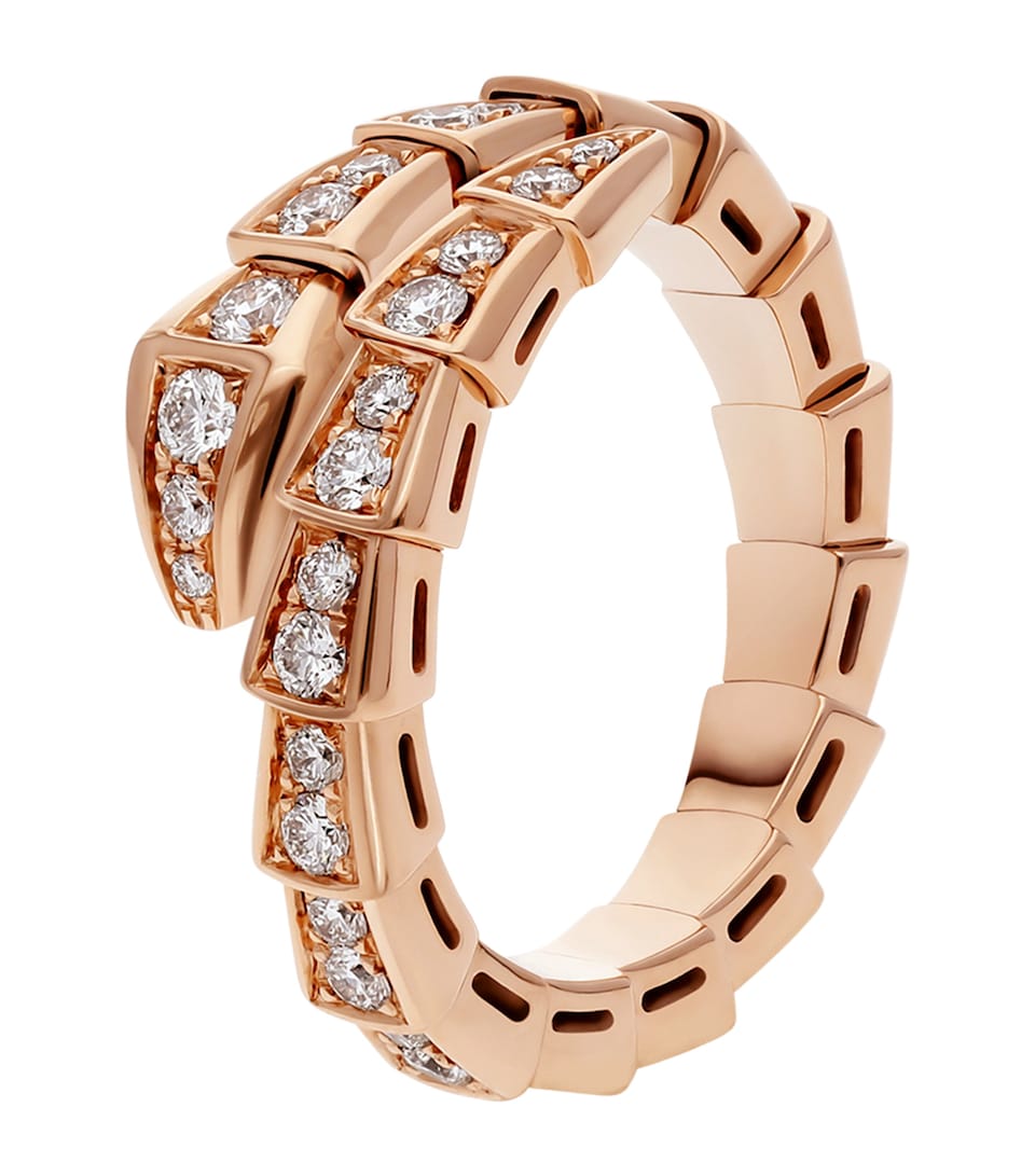 Rose Gold and Diamond Serpenti Viper Ring