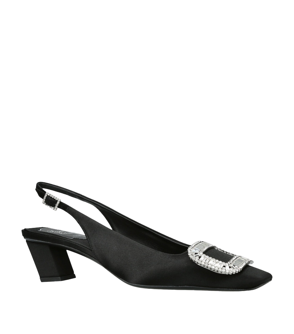 Roger Vivier Satin Pilgrim Slingback Pumps 45 Black