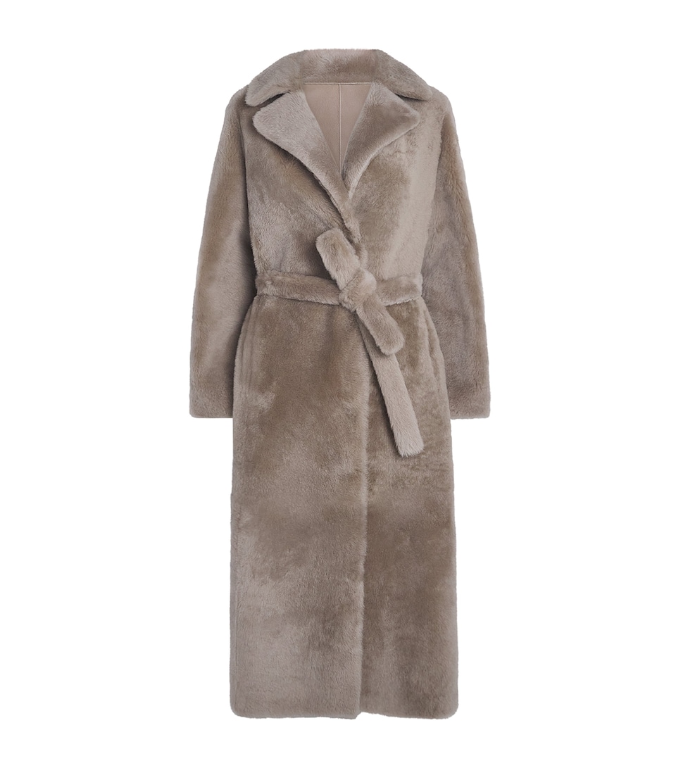 Lamb Fur Belted Coat