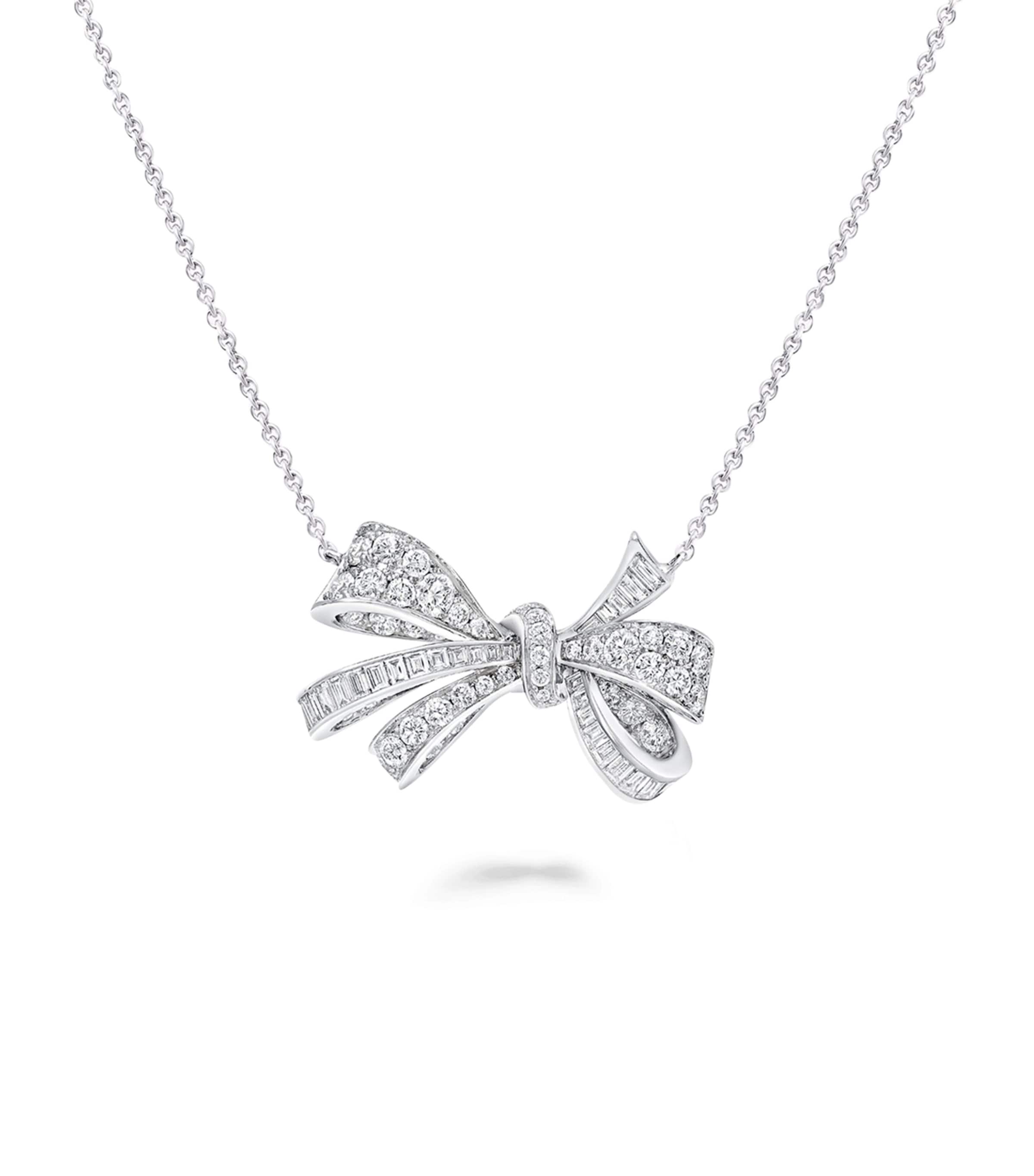 White Gold and Diamond Tilda's Bow Necklace