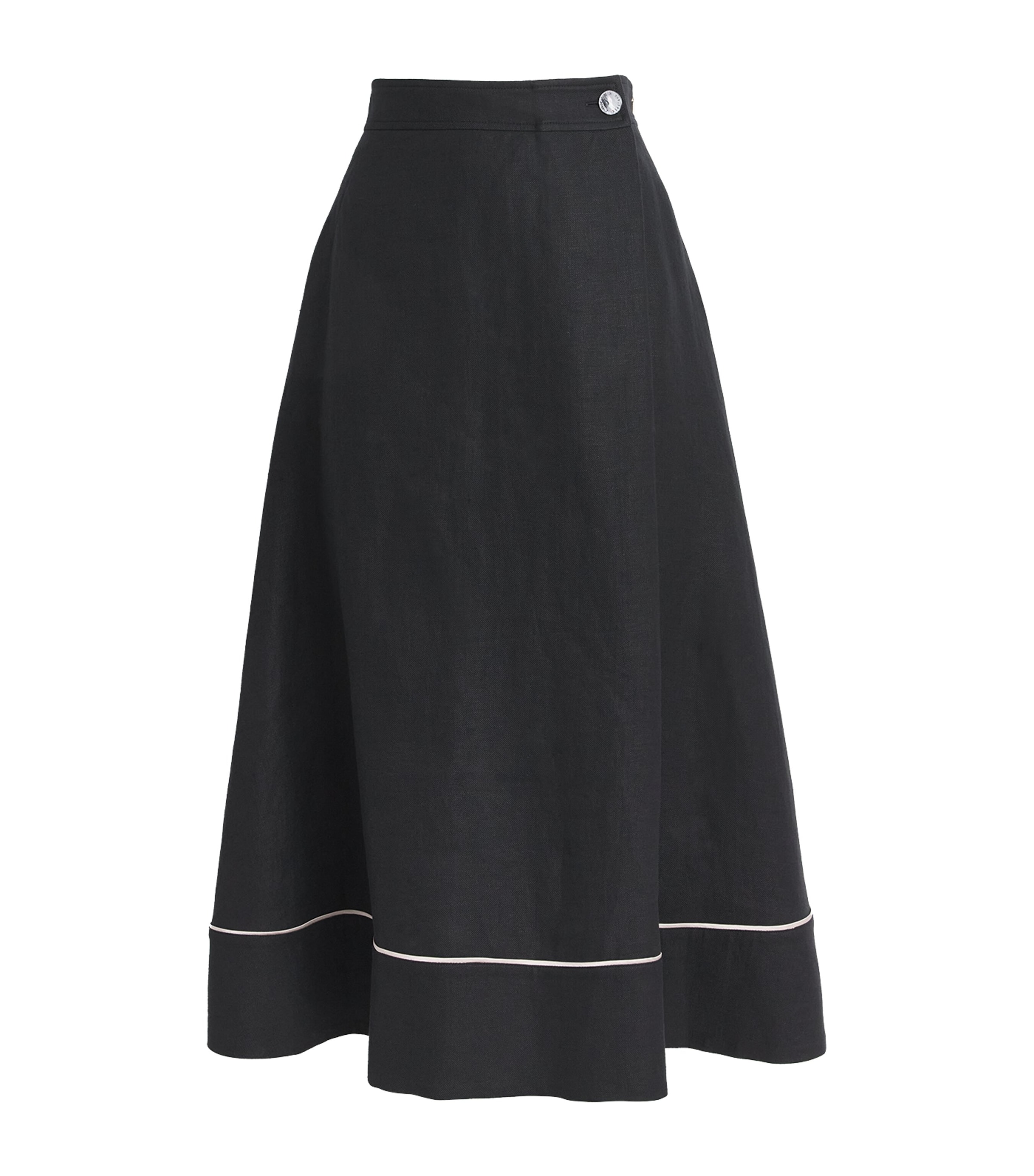 Agnona Womens Linen Midi Skirt Black