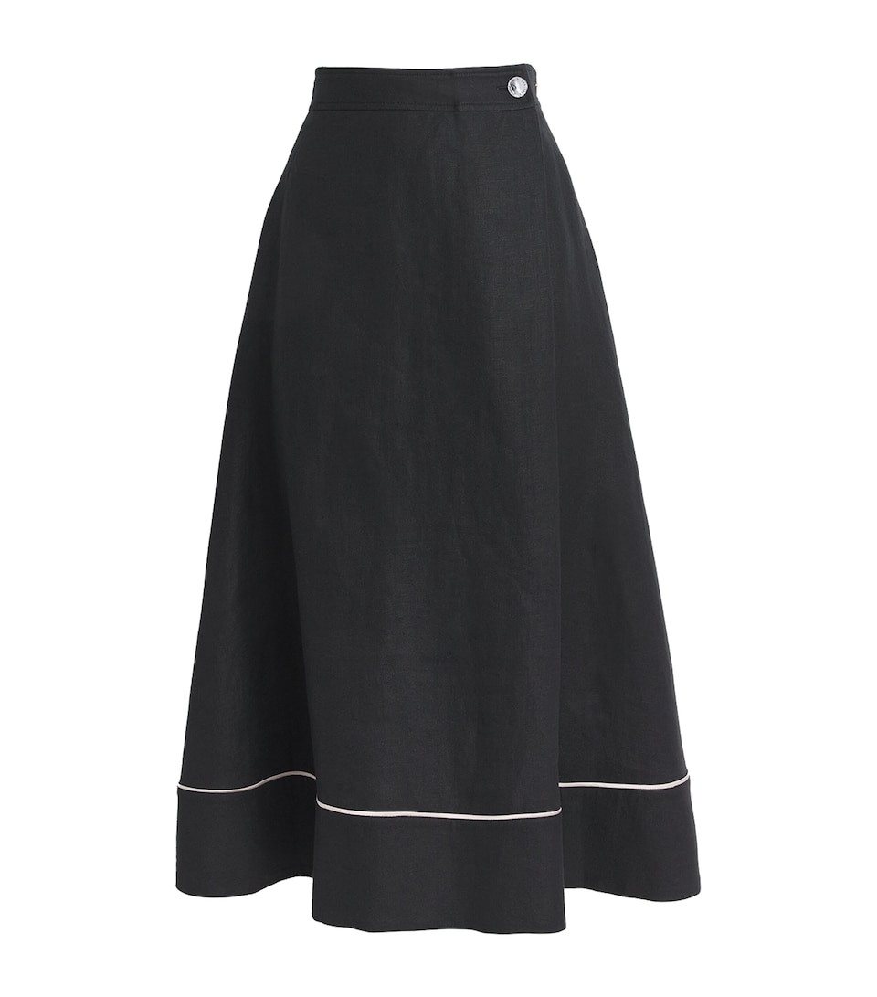 Agnona Womens Linen Midi Skirt Black