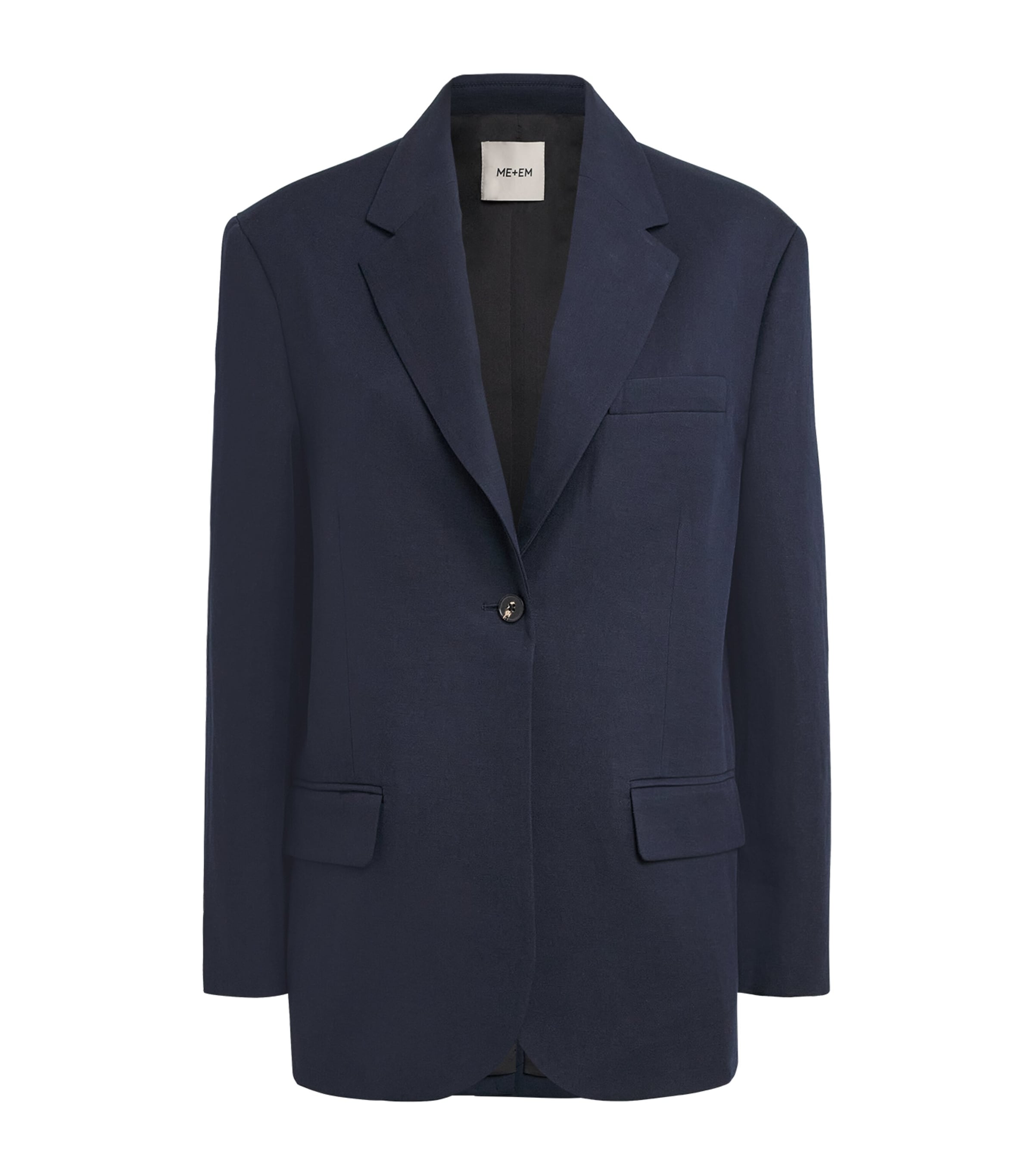 ME+EM Womens Linen-Blend Icon Blazer Navy