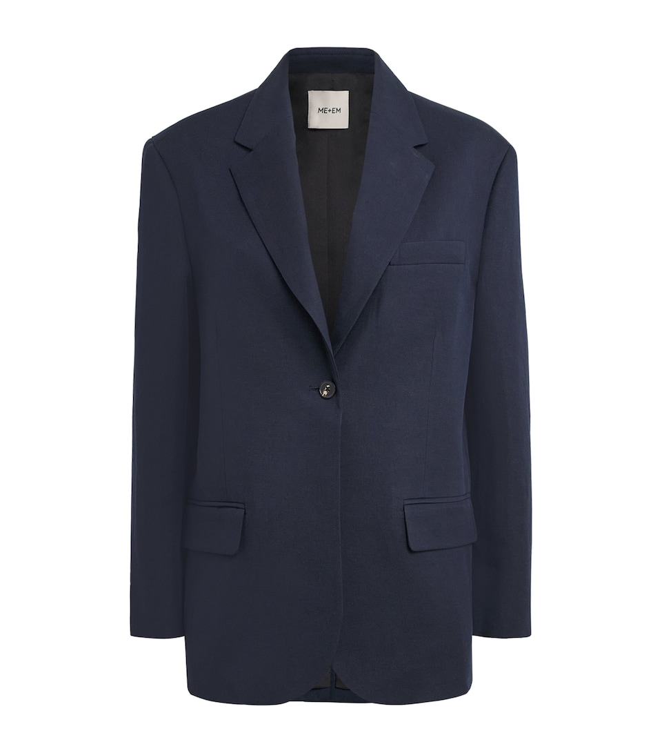 ME+EM Womens Linen-Blend Icon Blazer Navy