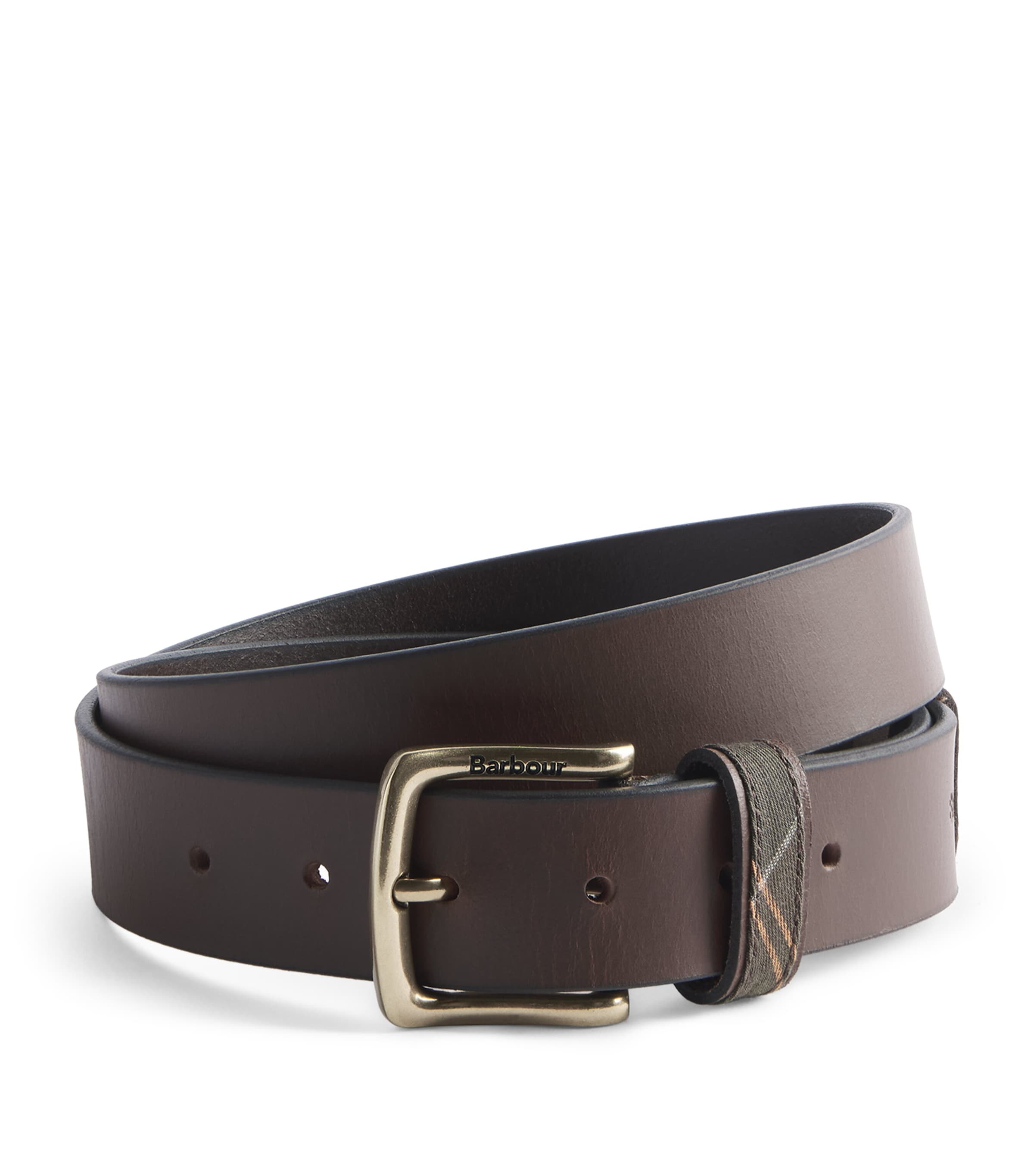 Barbour Leather Tartan Keeper Belt Brown
