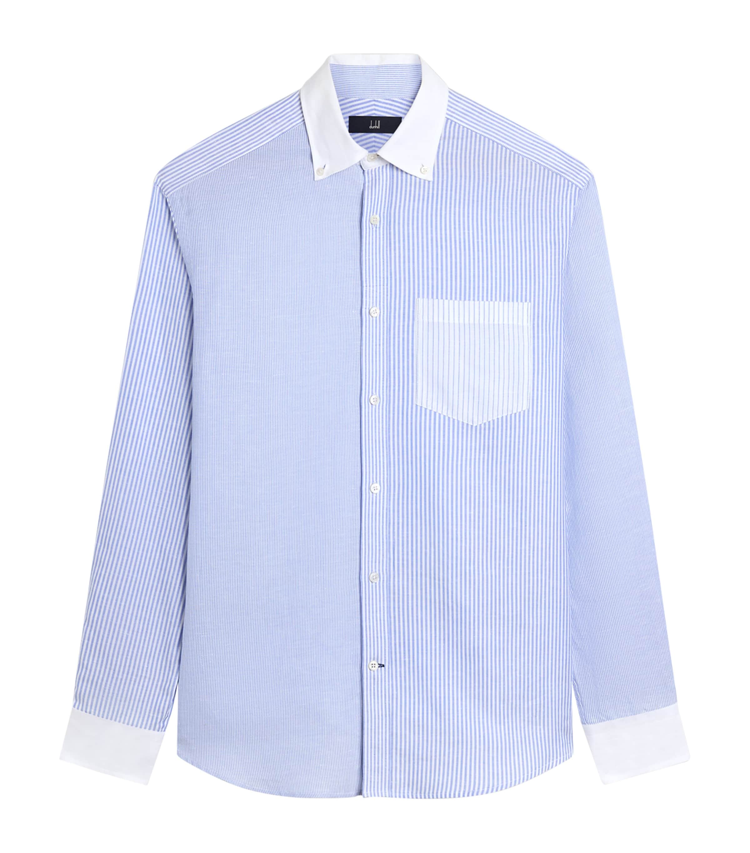Dunhill Mens Cotton-Linen Stripe Shirt White