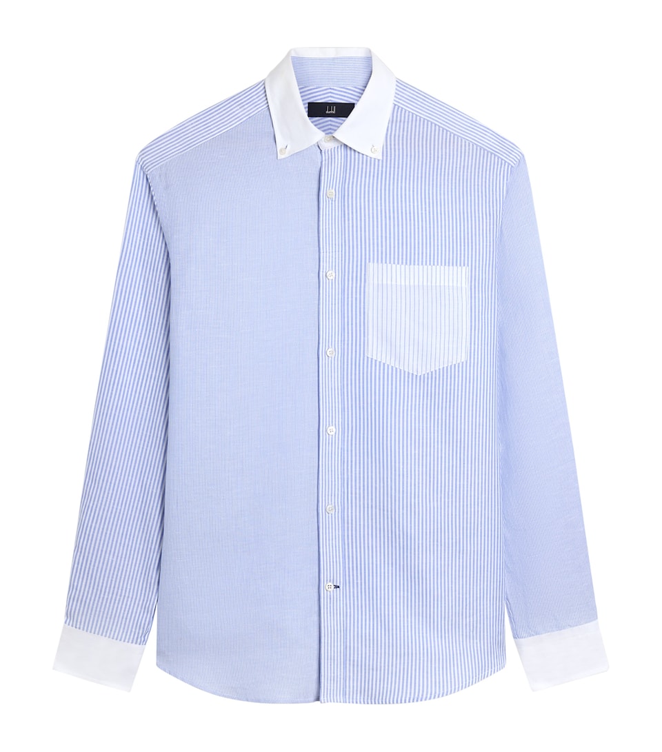 Dunhill Mens Cotton-Linen Stripe Shirt White