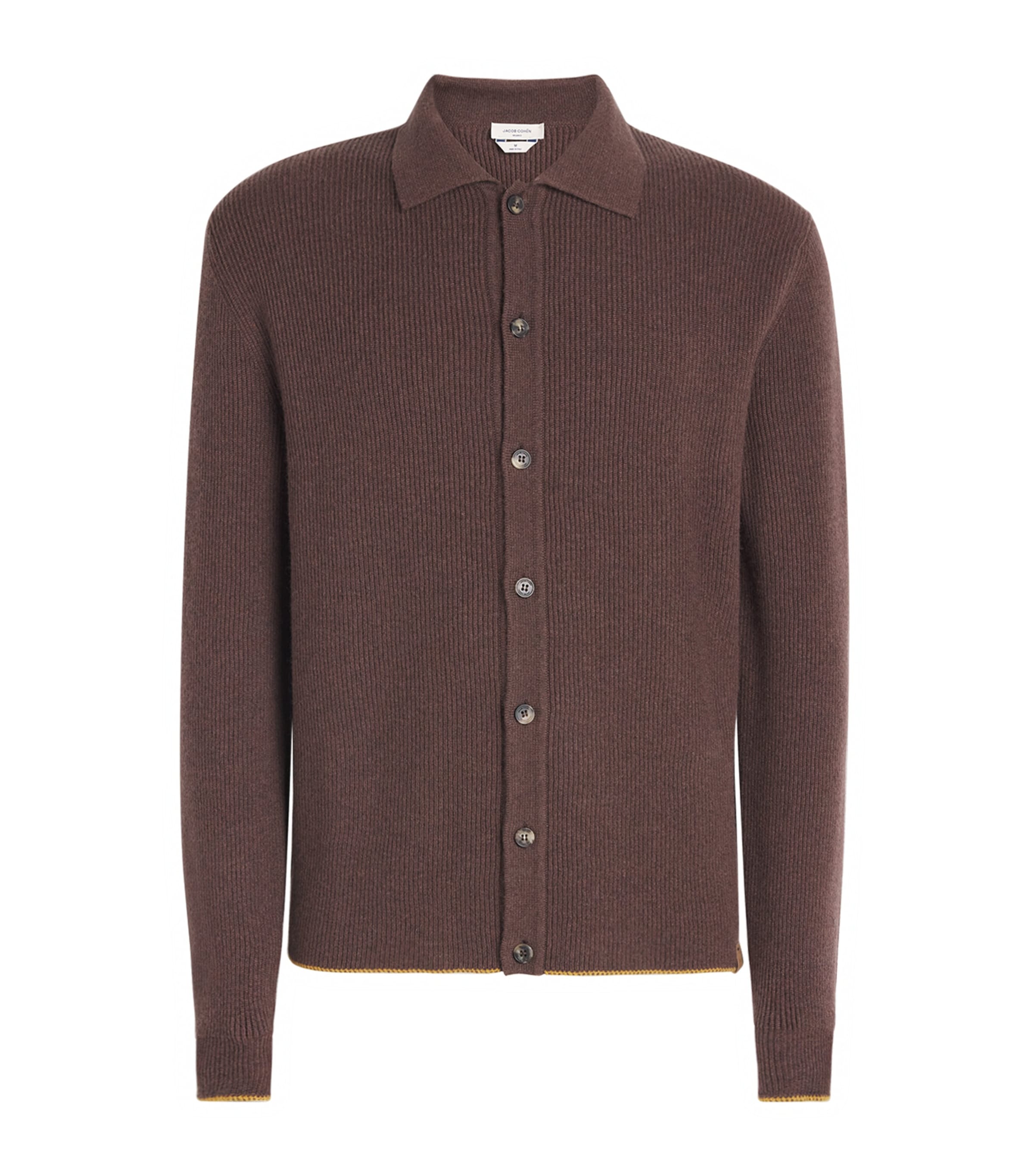 Jacob Cohën Mens Cashmere Collared Cardigan Rust Brown