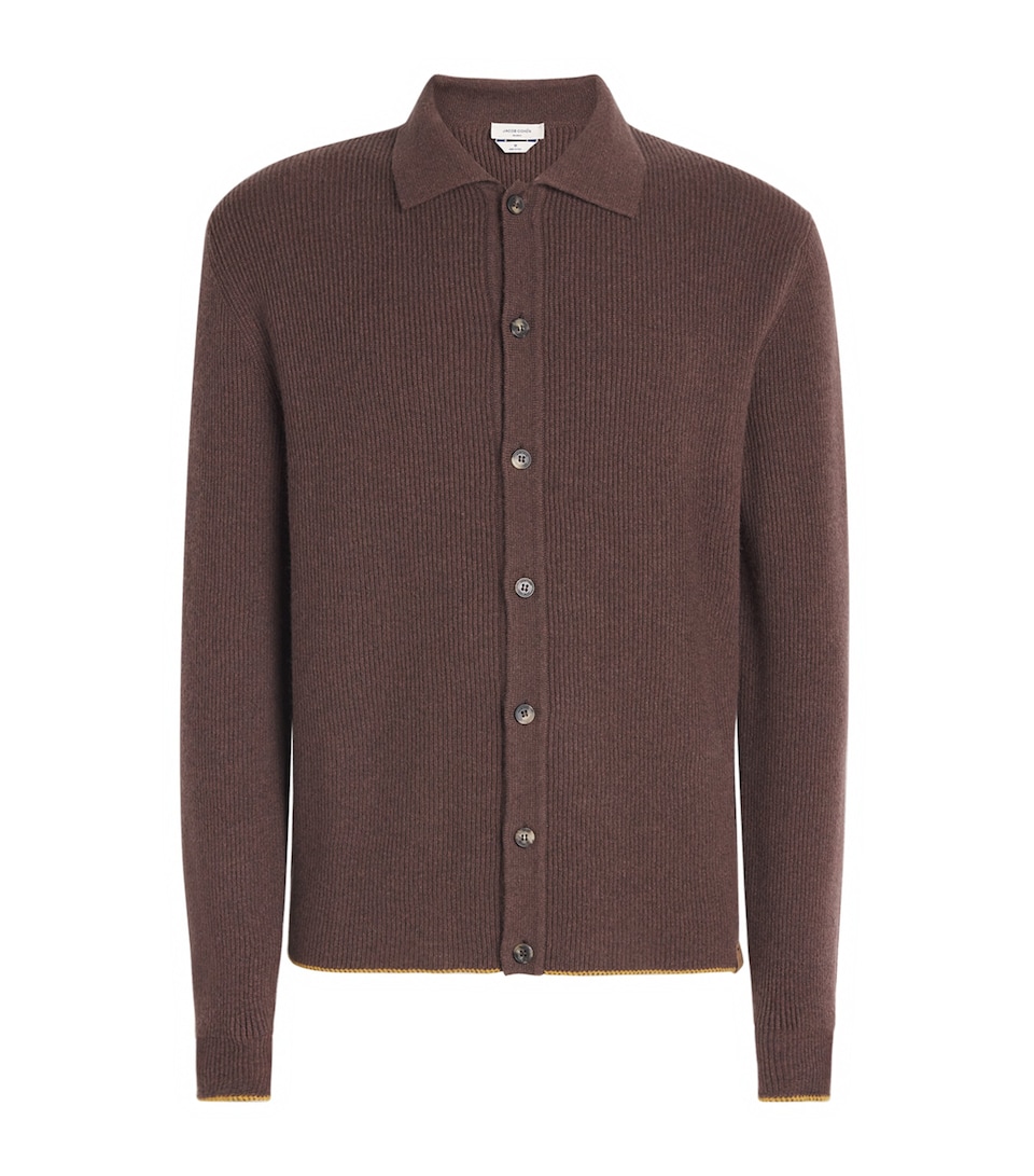 Jacob Cohën Mens Cashmere Collared Cardigan Rust Brown